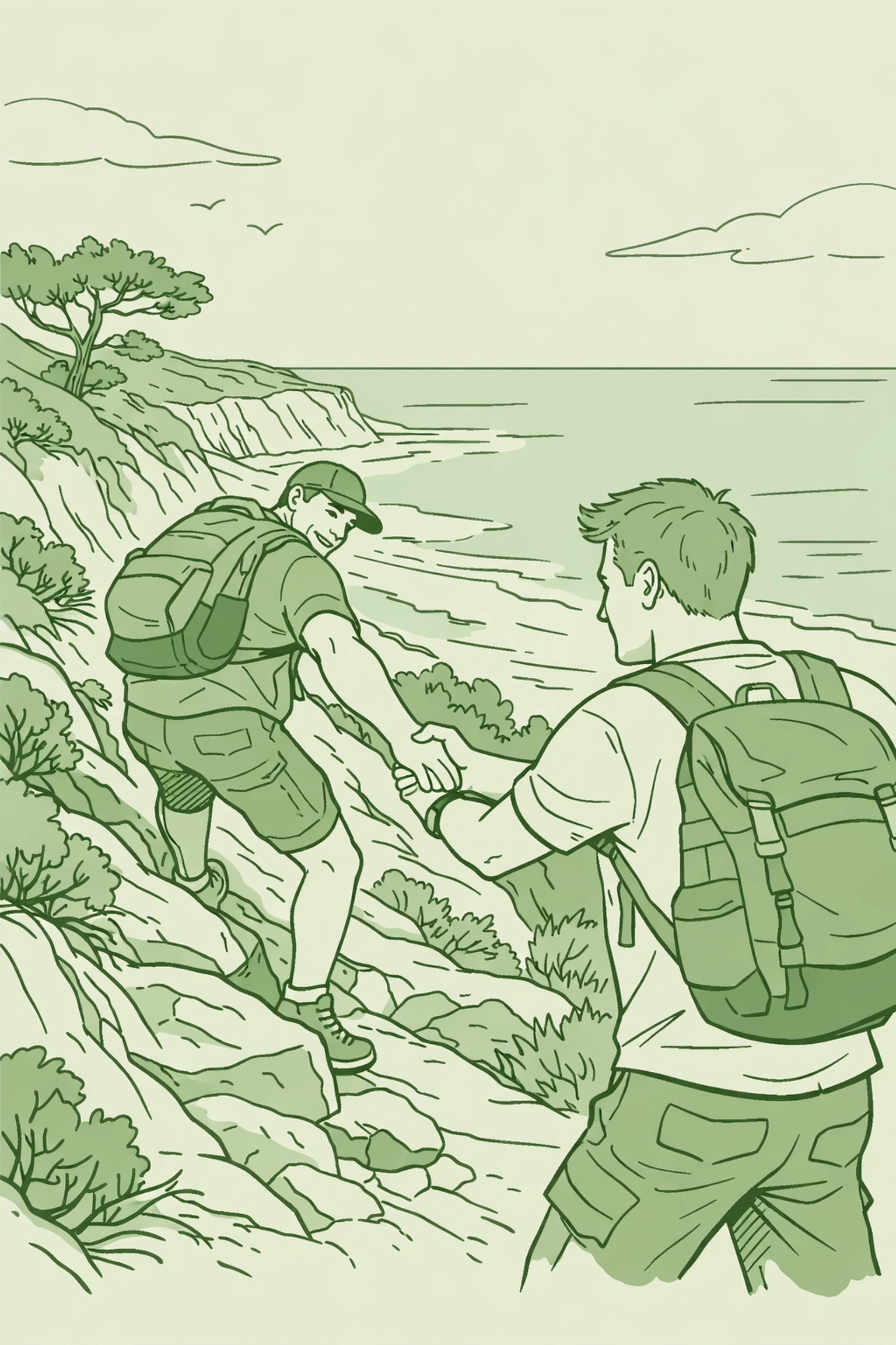 Hiking the steep Torrey Pines trail down to Black's Beach nudist area San Diego