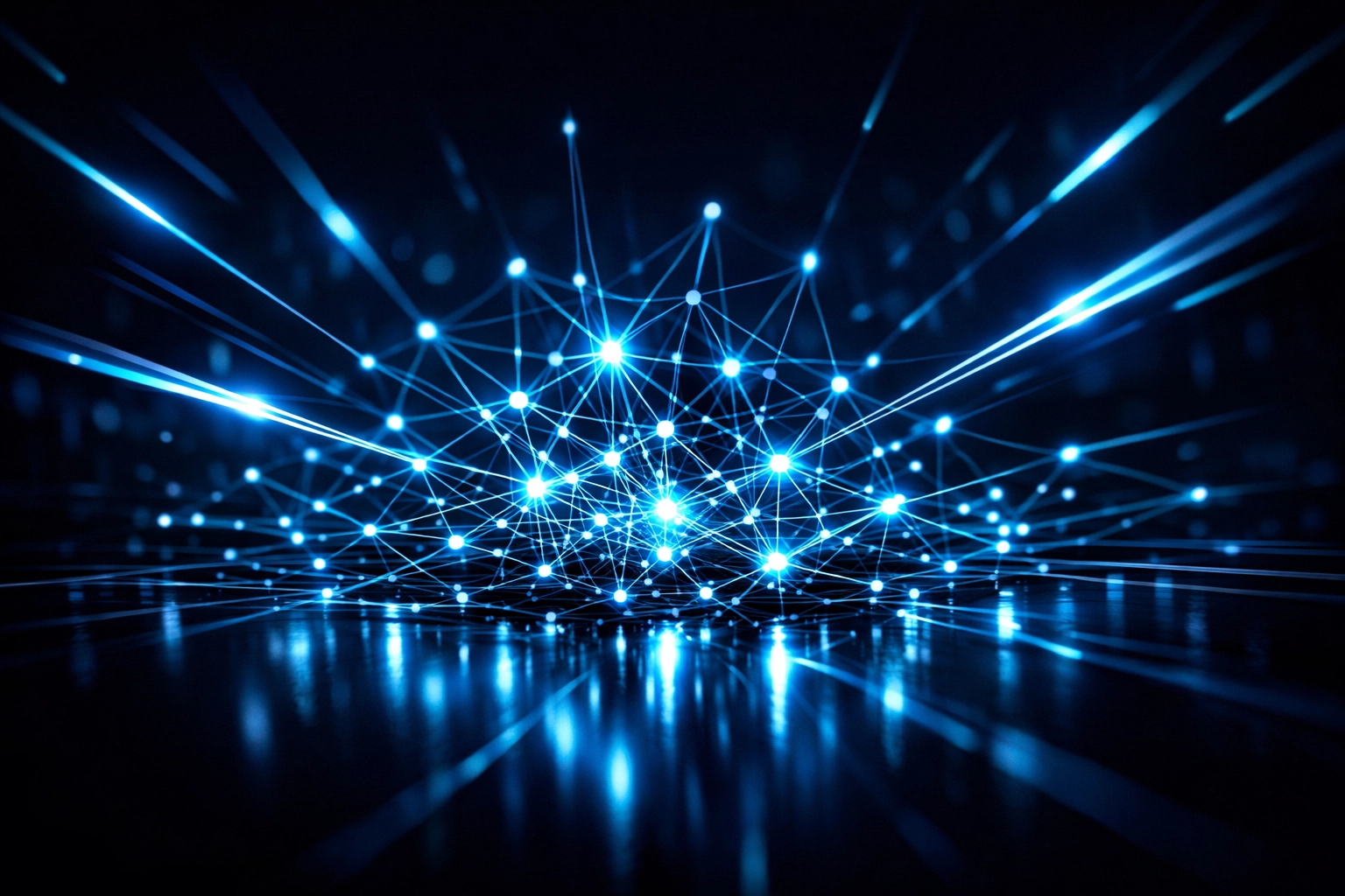 A glowing blue digital network representing early search engine optimization and link building strategies.