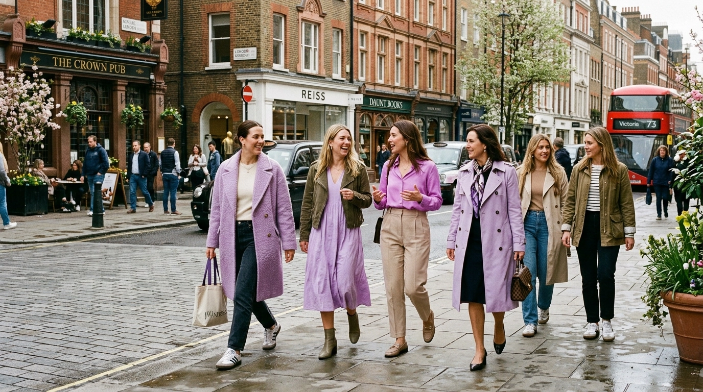 Spring 2026 fashion trends featuring lilac on the streets.