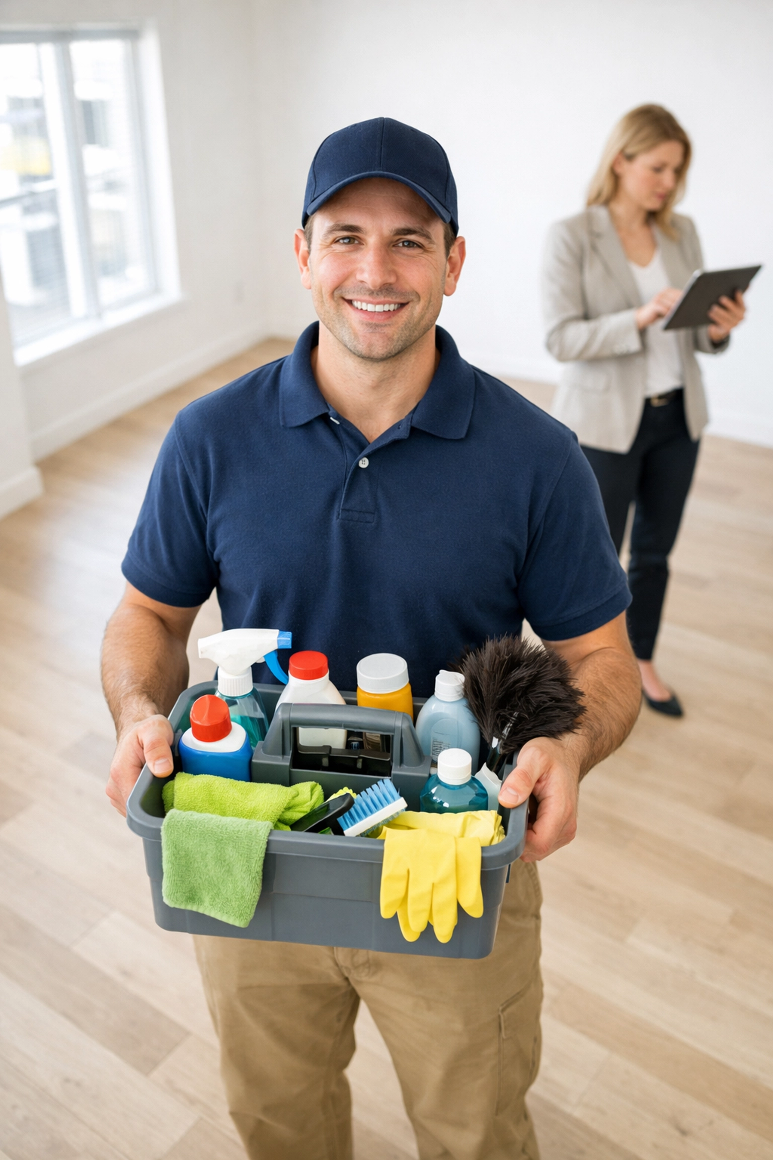 Reliable commercial cleaning team preparing a modern apartment to reduce vacancy for property managers.