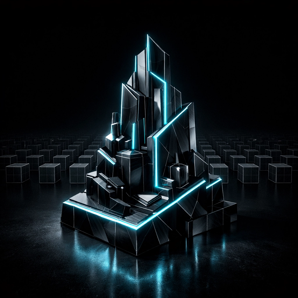 Unique bespoke monolith standing apart from generic templates, representing premium custom website development.