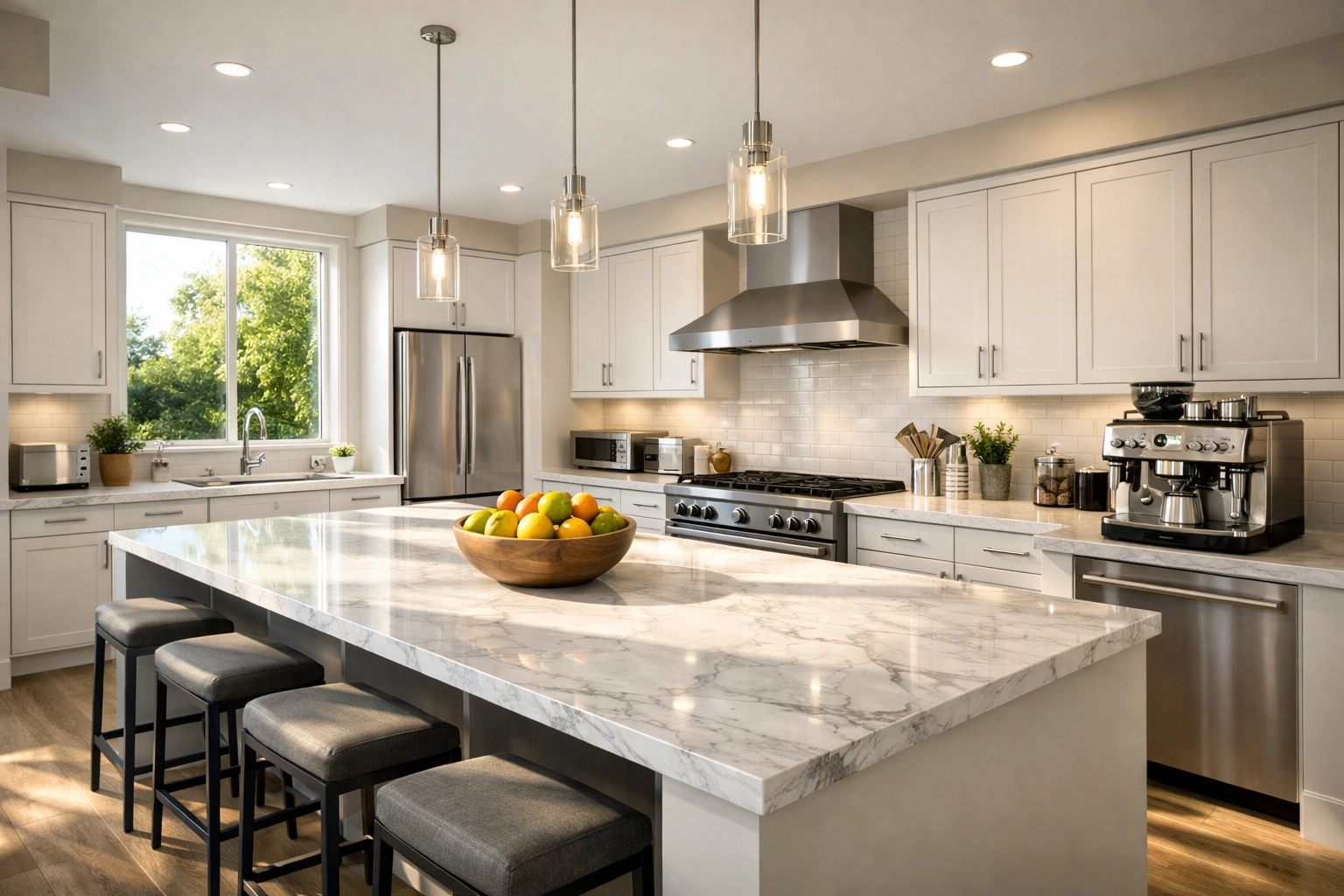 Clean shared kitchen in a coliving home perfect for professionals