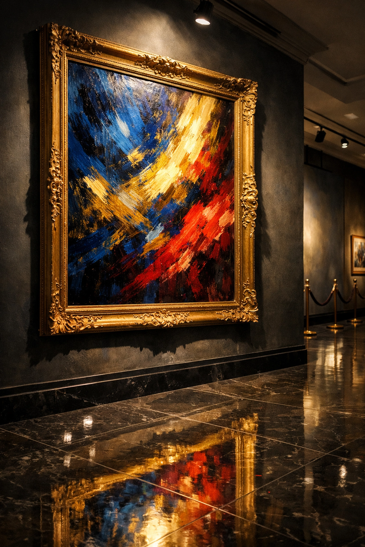 Contemporary art displayed in museum gallery representing fine art alternative investment strategy