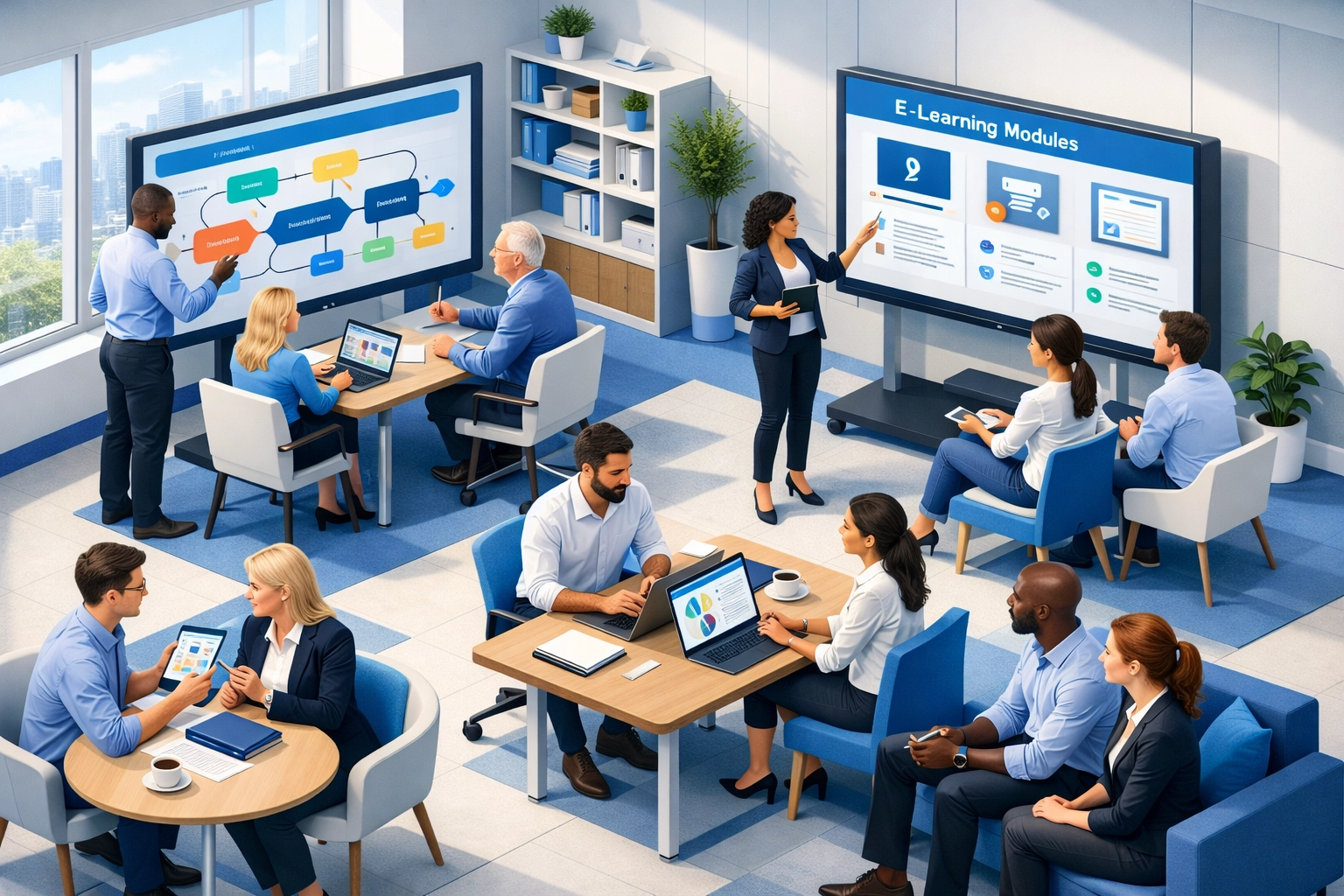 ServiceNow implementation team conducting knowledge transfer and onboarding training session