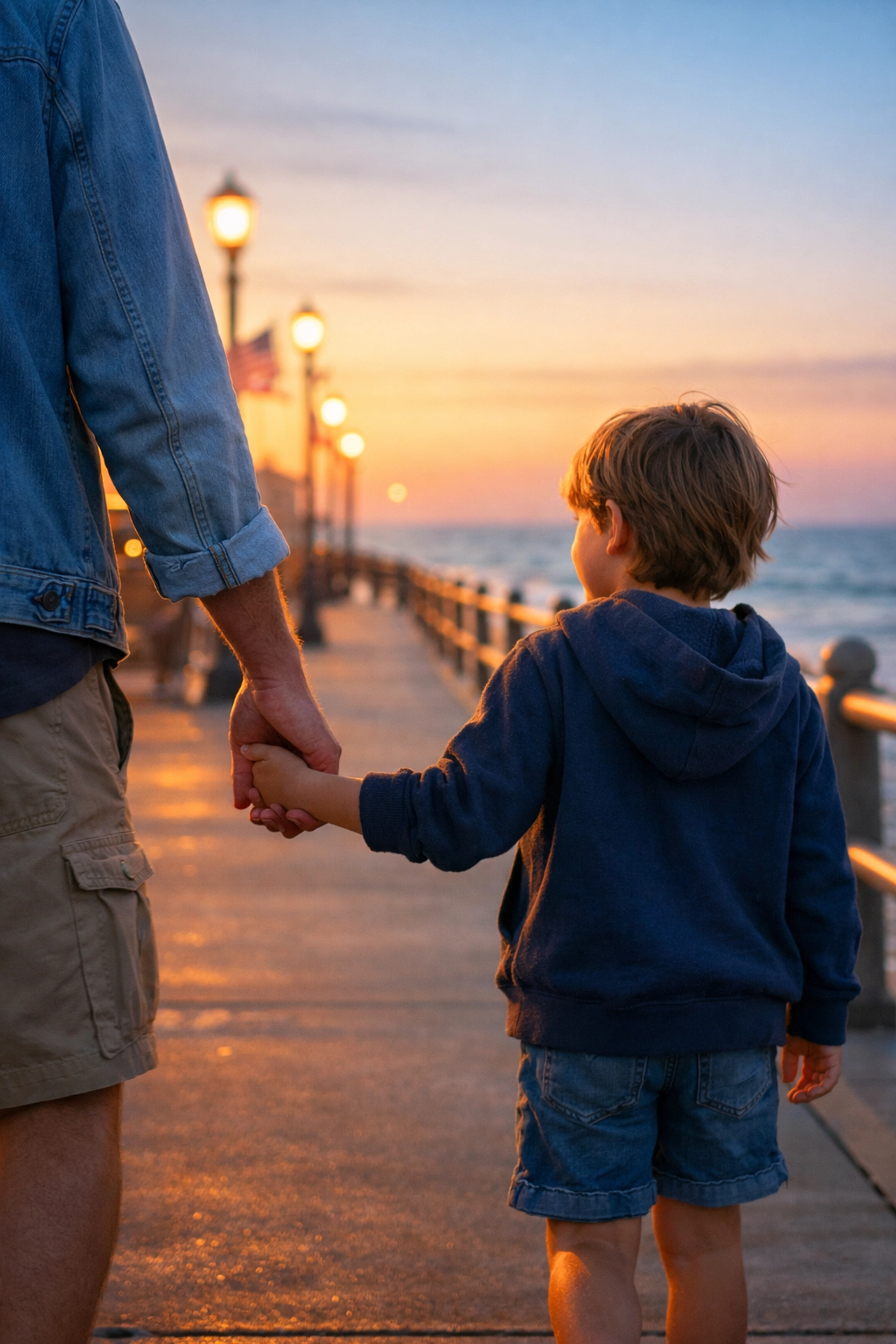 Parent and child on Virginia Beach boardwalk representing custody and visitation outcomes