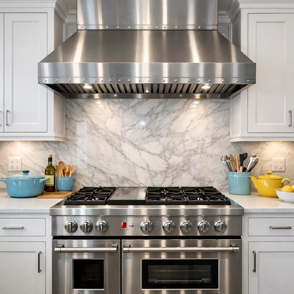 Sparkling clean kitchen range and countertops from deep cleaning services Massachusetts.