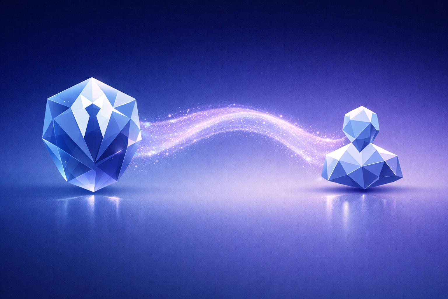 Glowing bridge connecting two abstract forms to illustrate effective communication for workplace accommodation requests.