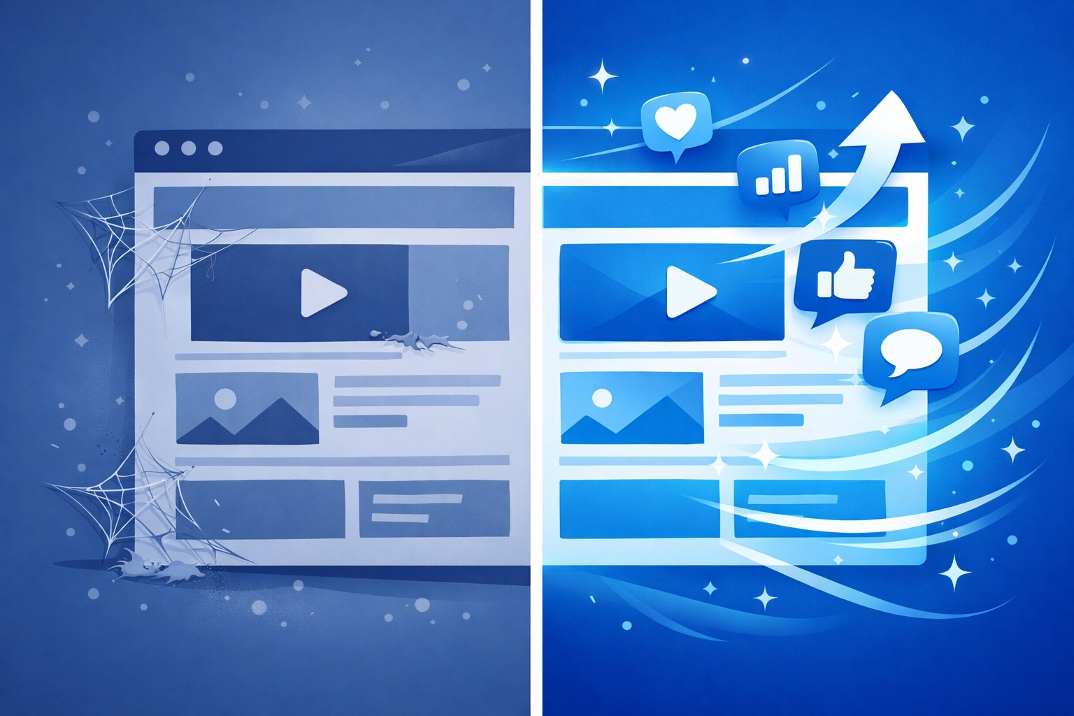 Comparison of inactive website versus active website with digital marketing traffic