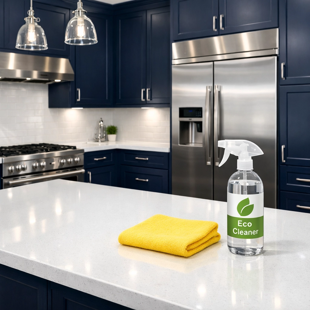 Immaculate kitchen surfaces and eco-friendly supplies after expert deep cleaning services in Massachusetts.