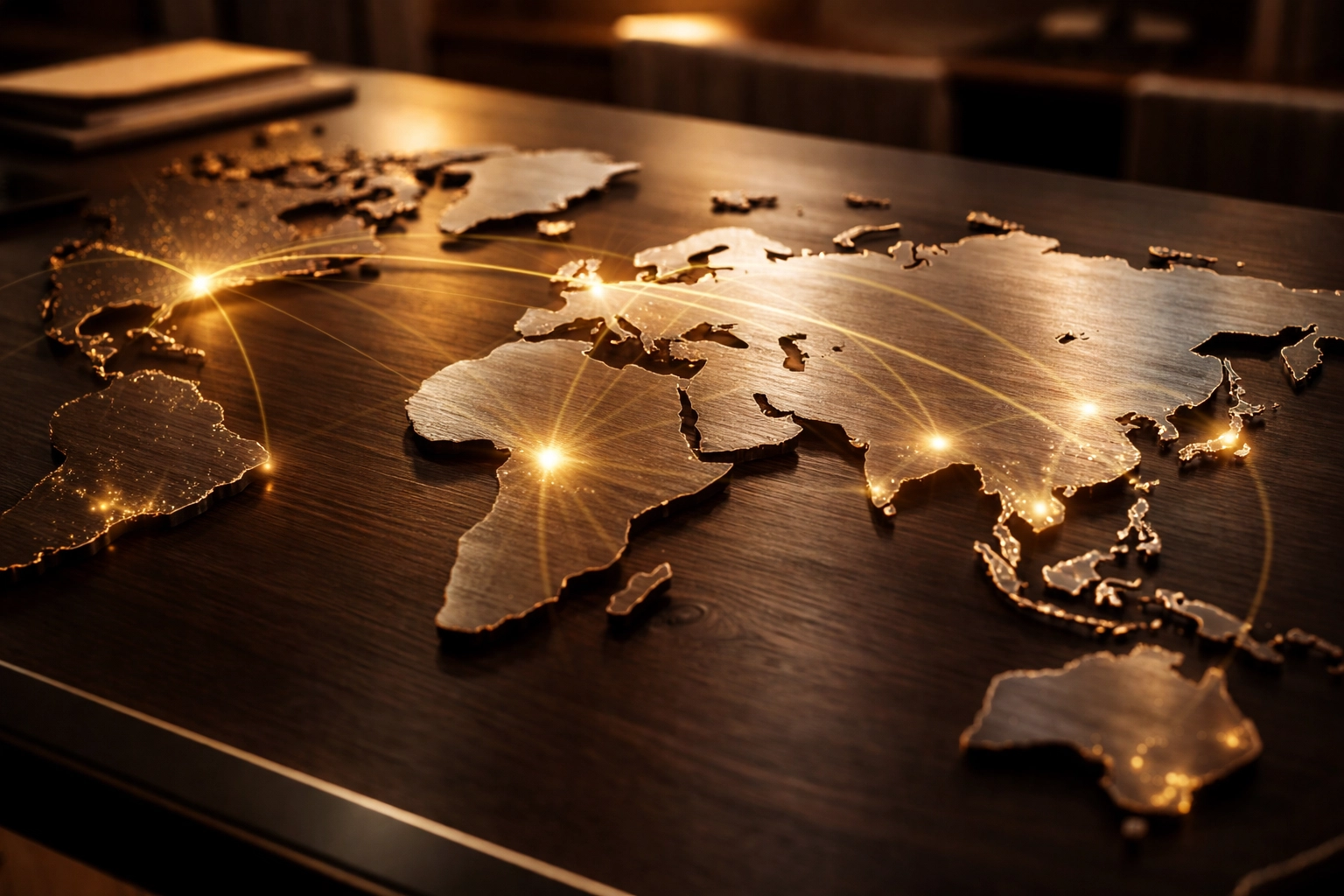 A world map with highlighted financial hubs illustrates geographic diversification in private equity investments.