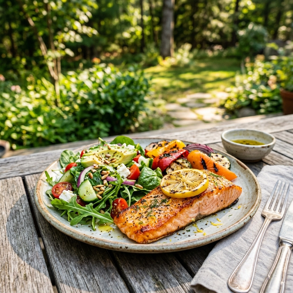 A vibrant, close-up photograph of a fresh, colorful gluten-free meal.