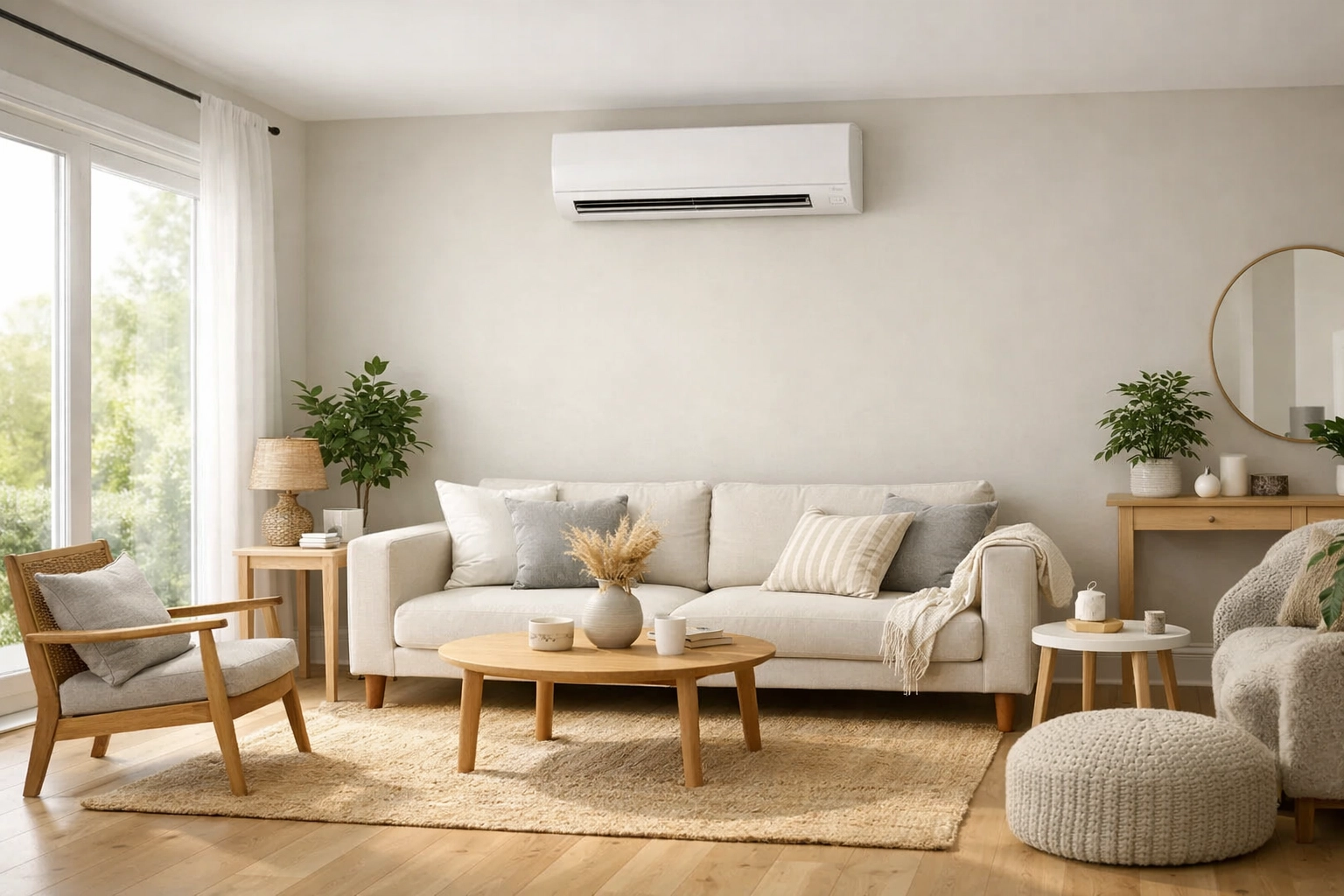 Ductless mini-split system providing energy-efficient heating and cooling in a Rockland home.