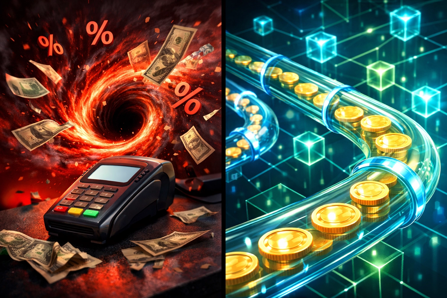 Traditional payment processing fees vs LUSD stablecoin flat gas fees comparison