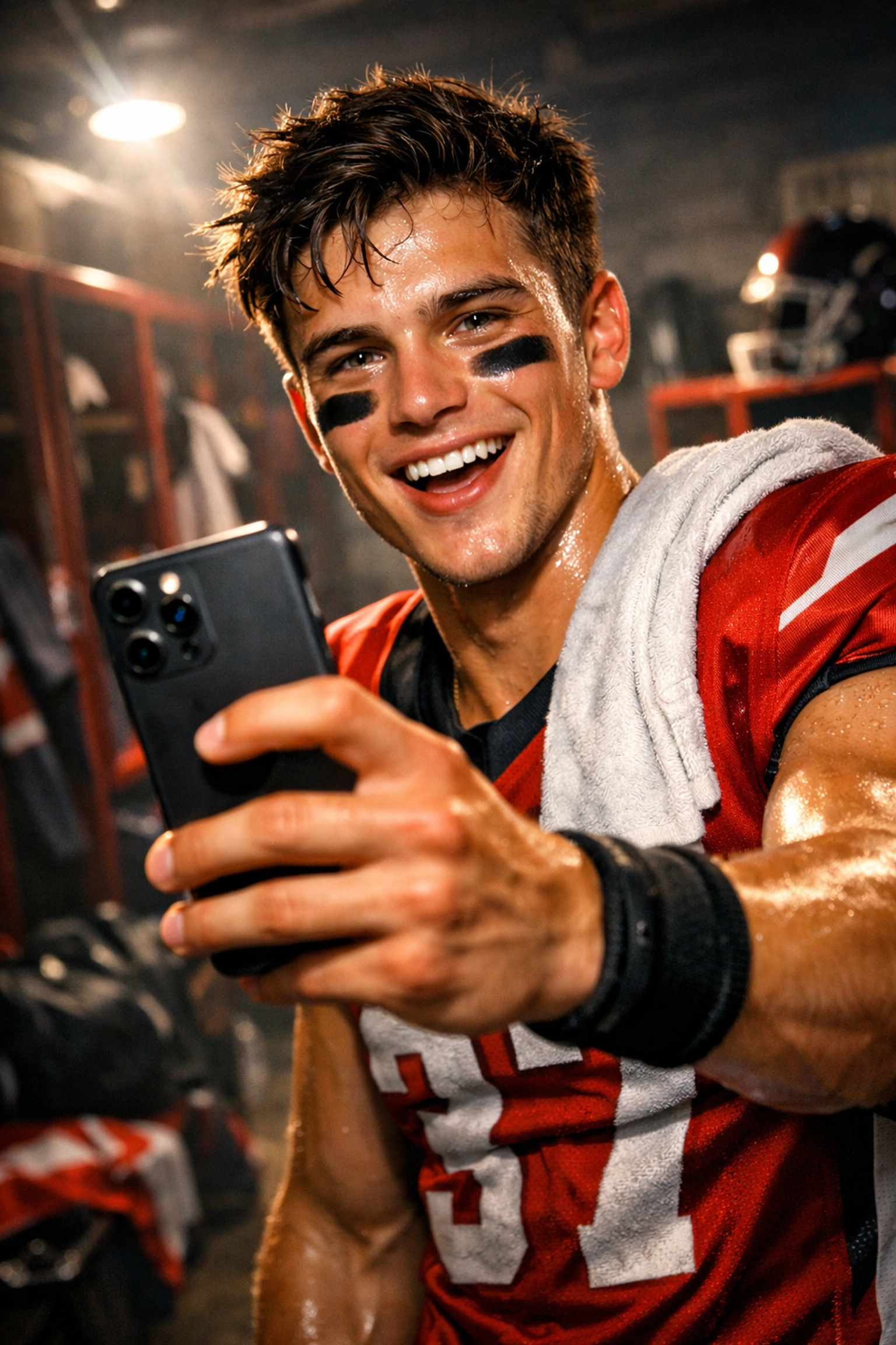 High-school athlete using a smartphone to build their personal brand and NIL engagement.
