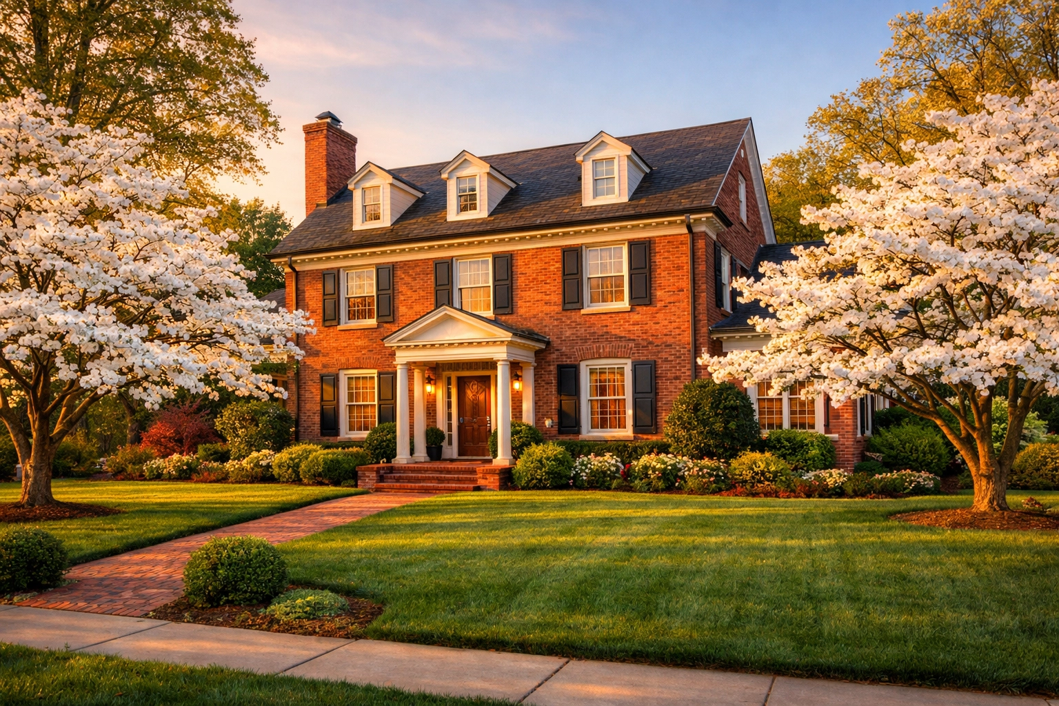 Stunning brick home in Greensboro showing high property value and curb appeal.