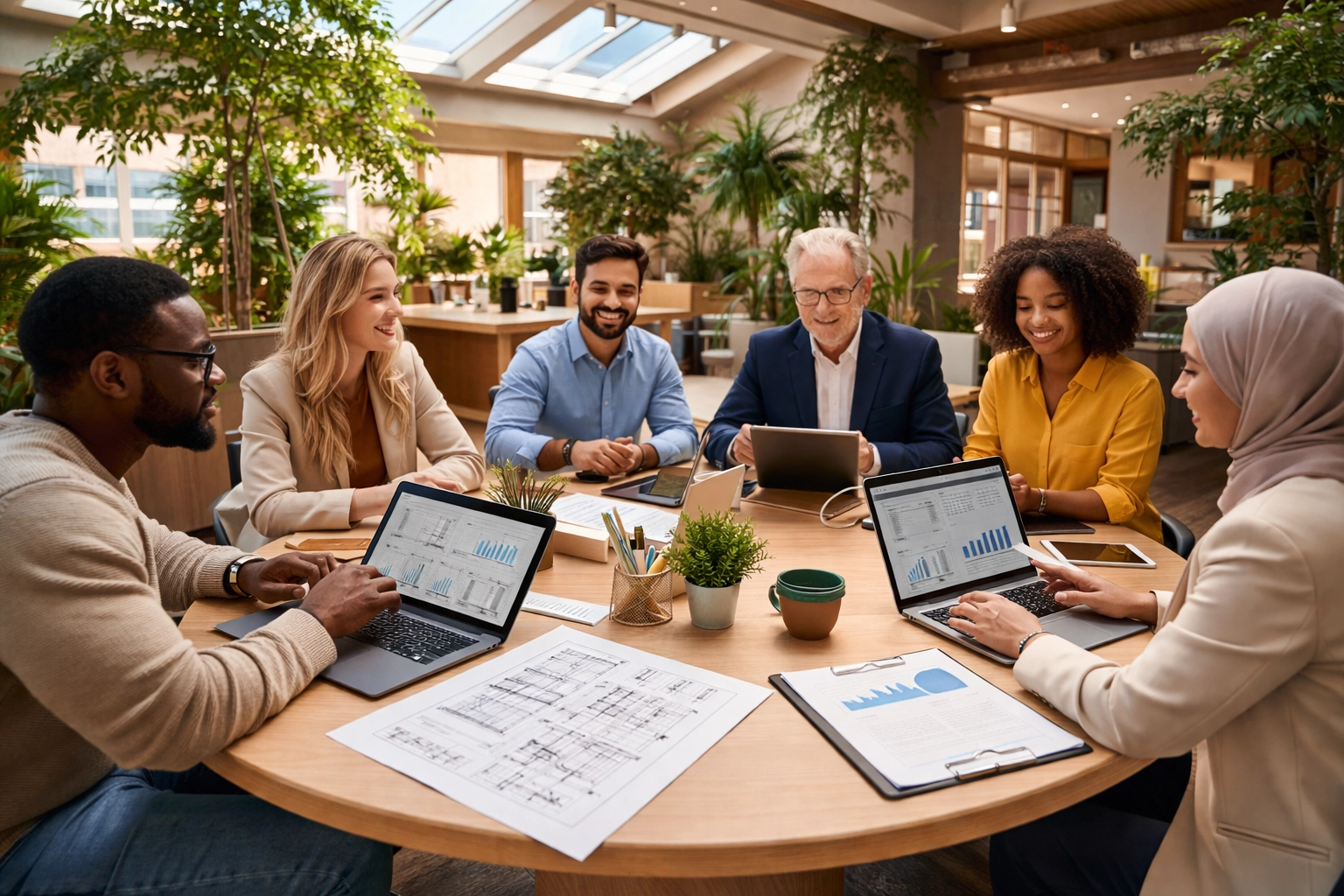 Diverse consultants working together in a co-working space, highlighting coverage needs for various specialties.