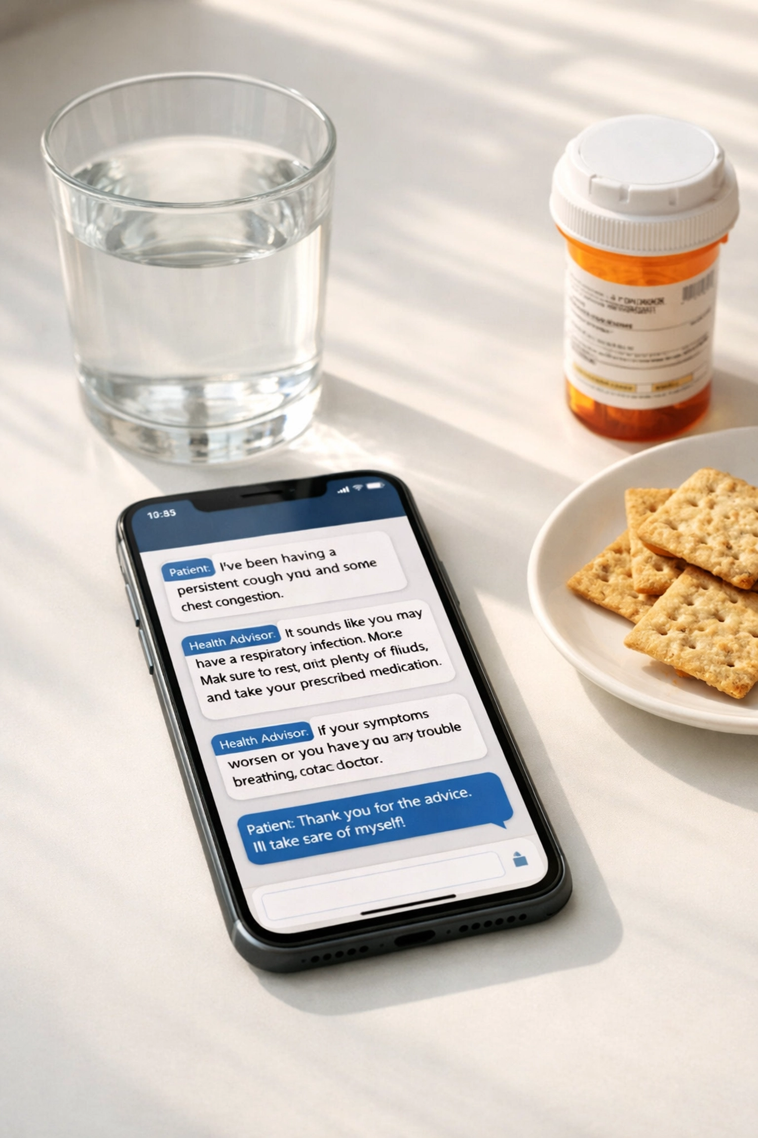 Online prescription for anti-nausea medication with smartphone medical chat interface