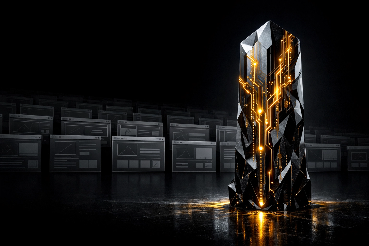 Bespoke luxury website architecture standing out against generic e-commerce templates in a modern digital space.