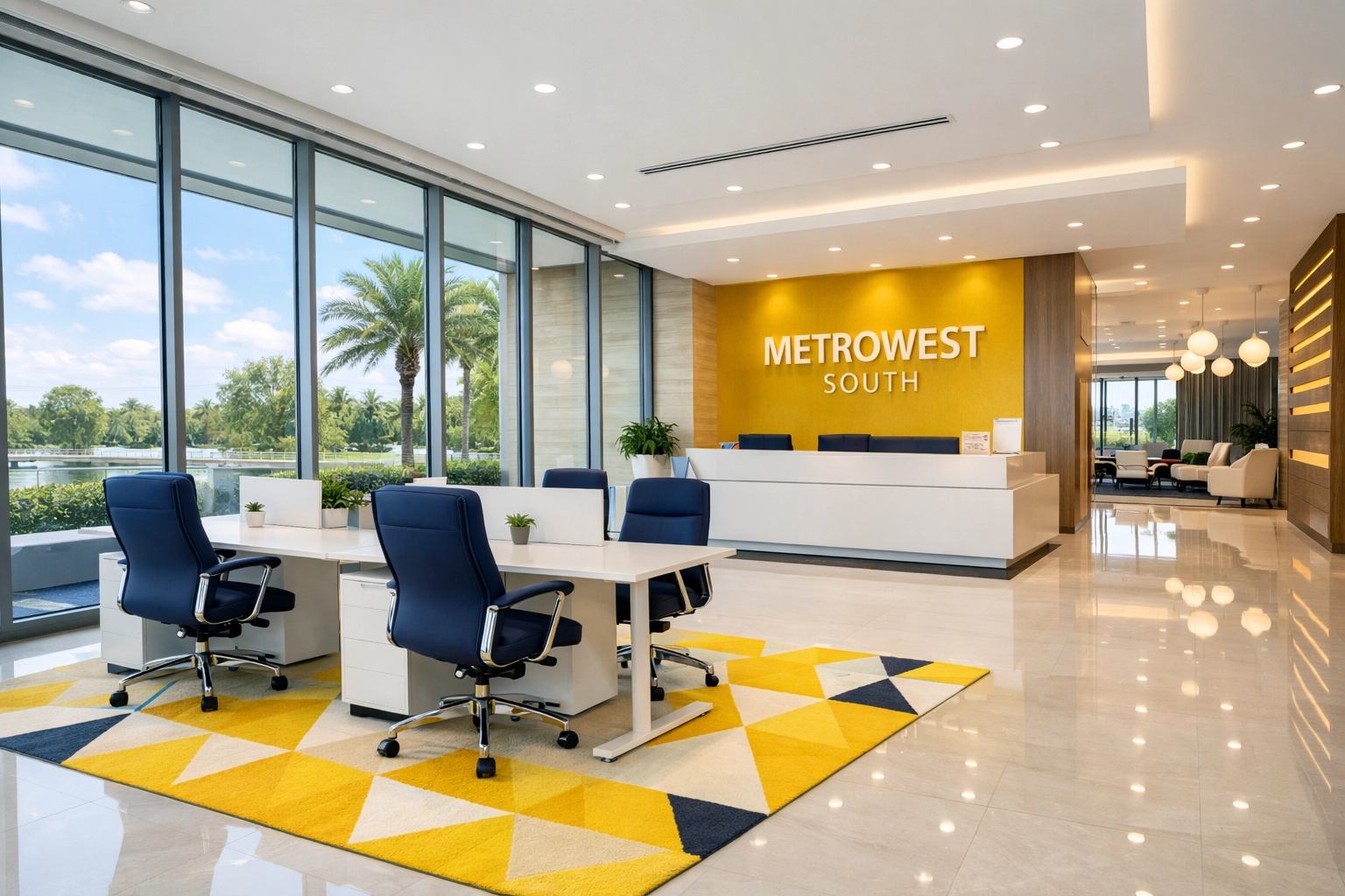 Gleaming open-plan office in Hudson showcasing professional commercial cleaning and floor maintenance.