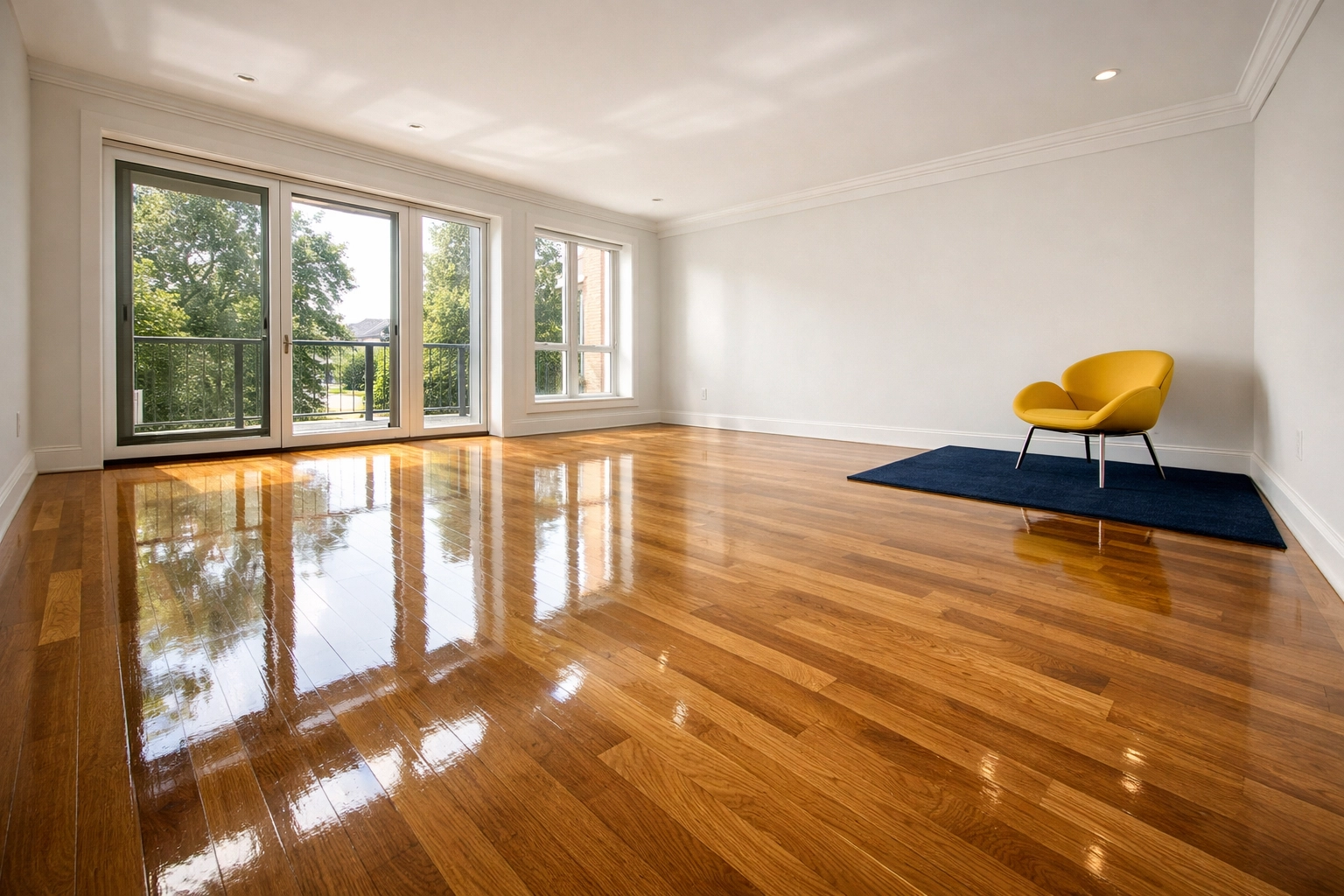 Polished hardwood floors in a sunlit North Cambridge home after a professional house cleaning Cambridge MA service.