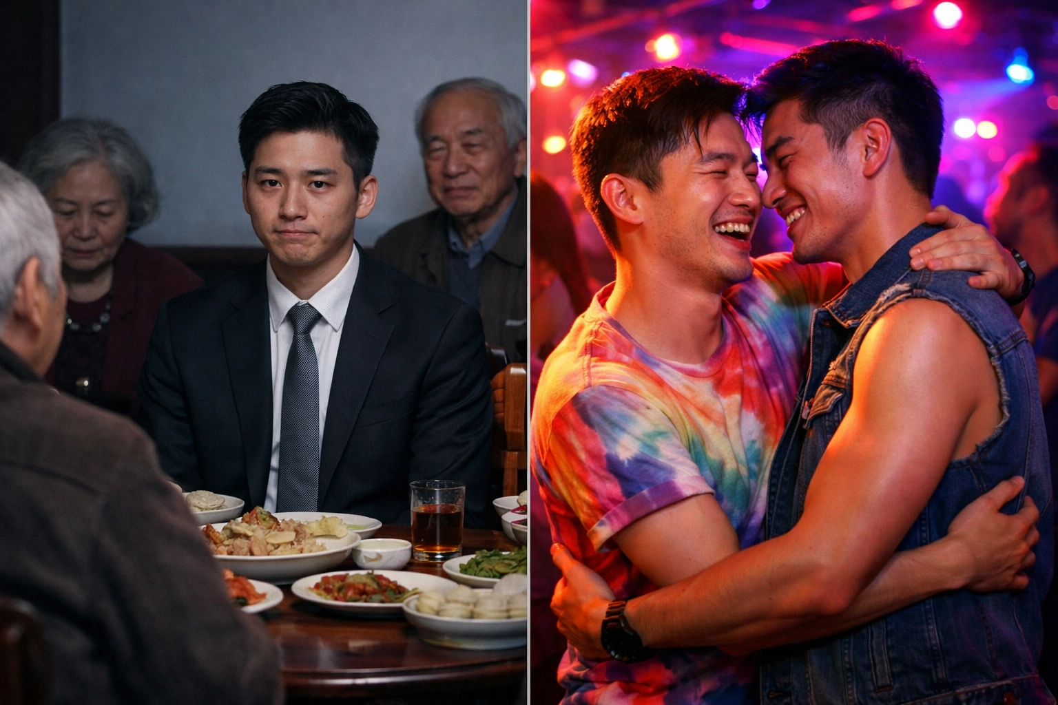 Gay Chinese man's double life: family dinner versus authentic self at underground LGBTQ+ bar