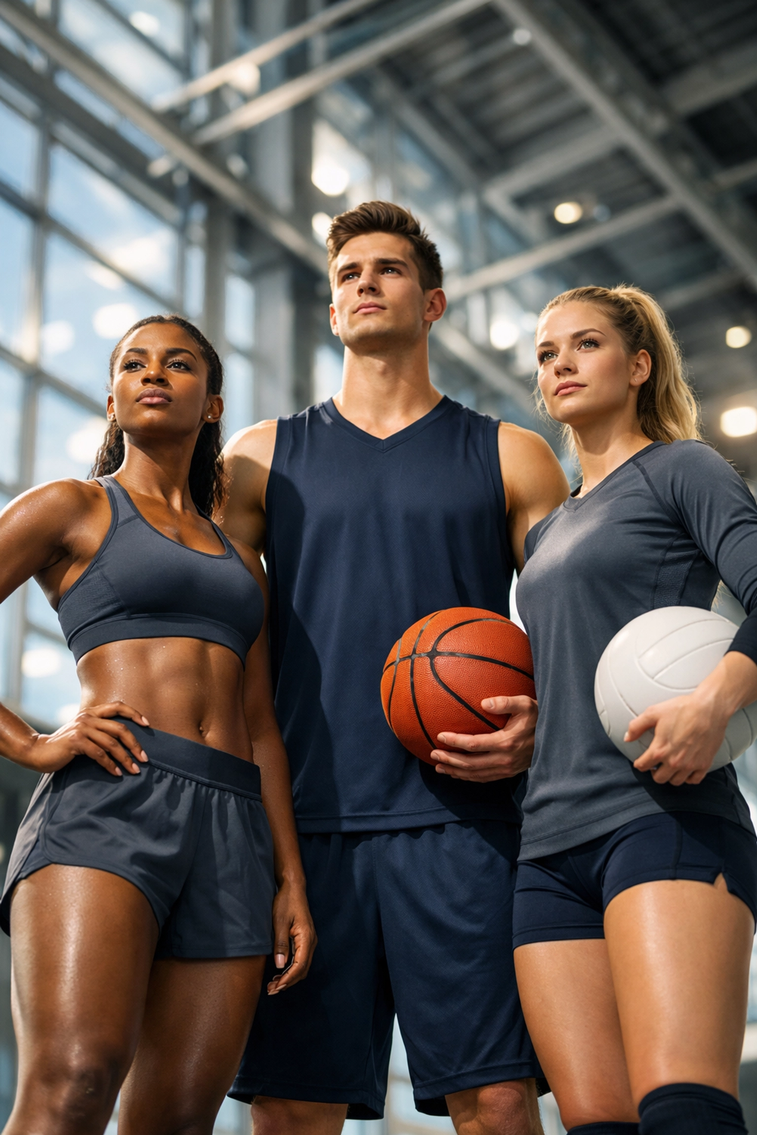 College athletes in a modern gym symbolizing the school-agnostic athlete-first NIL model.