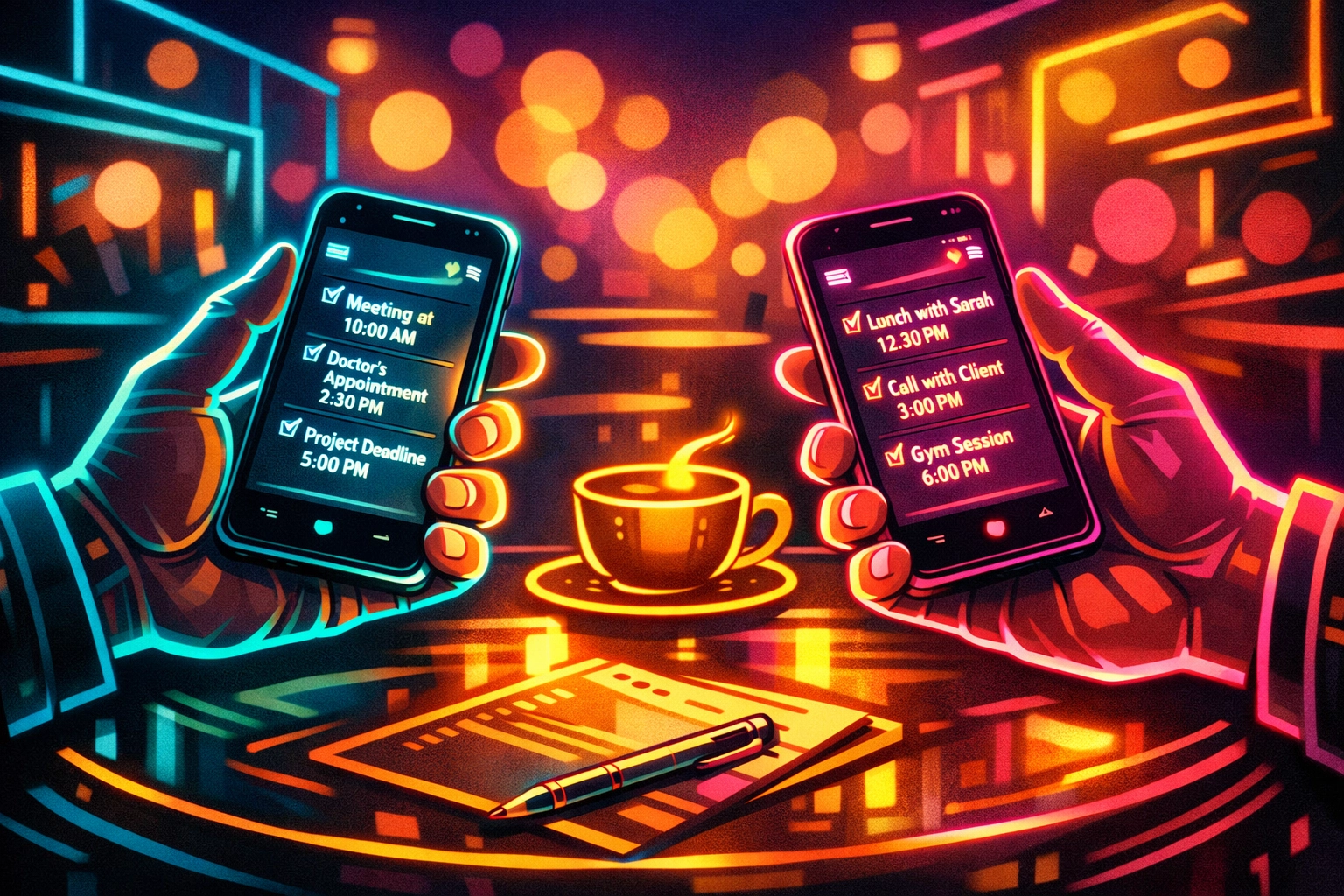 Two people scheduling STI testing appointments together on their phones