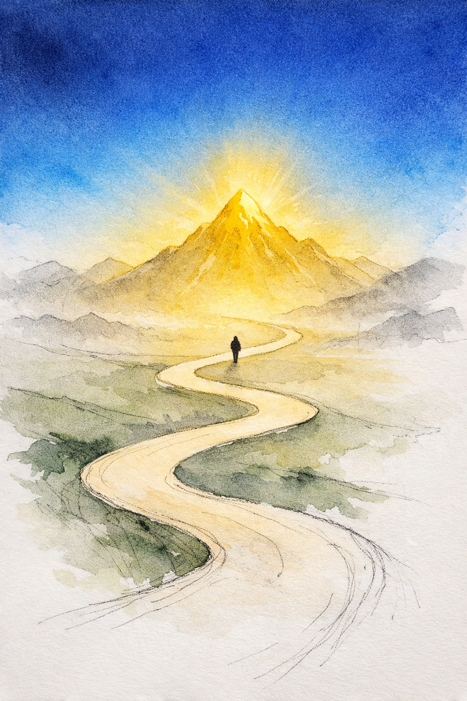 Path to a golden peak symbolizing professional growth by Dr. Layne McDonald - www.laynemcdonald.com