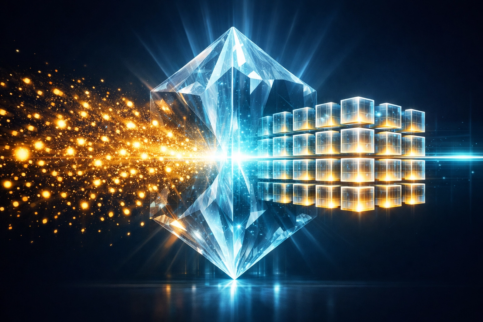 Sichere Datenstruktur und präziser Informationsfluss durch KI-Bots in einer modernen Unternehmenskultur.