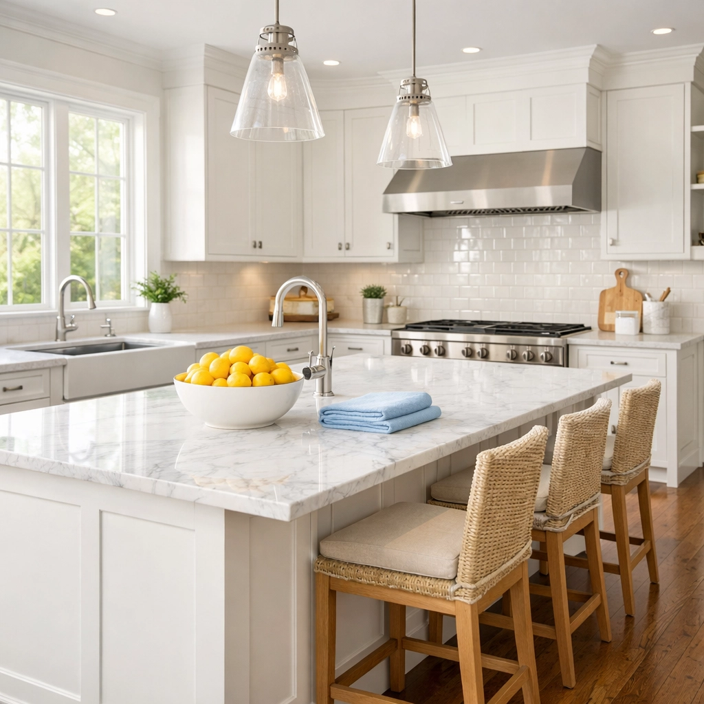 Pristine modern kitchen in a Groton rental property, prepared by professional cleaners Groton.