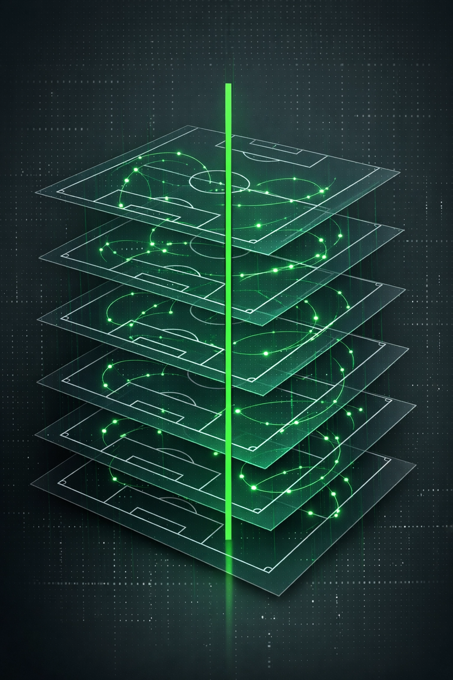 Multiple football pitch simulations calculating the true price and value of a match outcome.