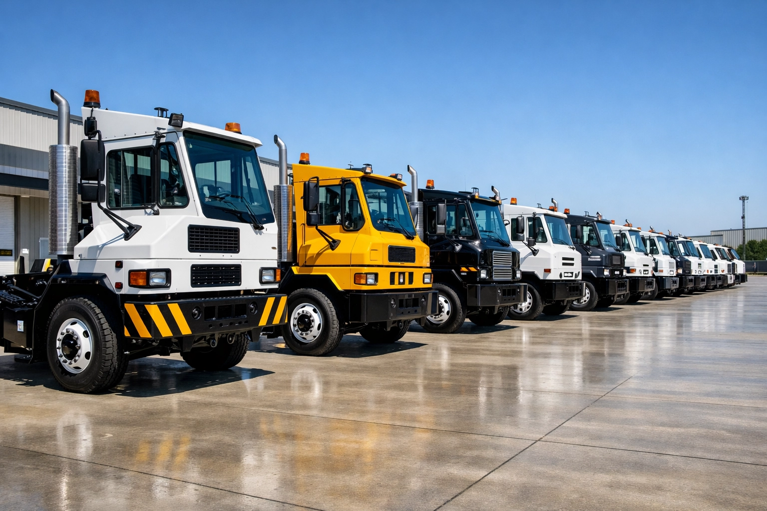 A lineup of high-quality yard spotters and terminal tractors available for Houston industrial operations.