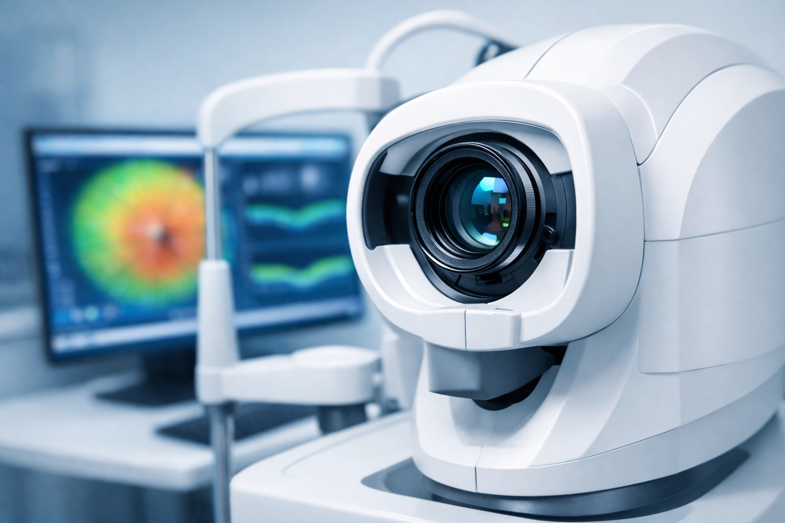 Professional OCT scanner in a clinical setting illustrating optometry medical billing compliance.