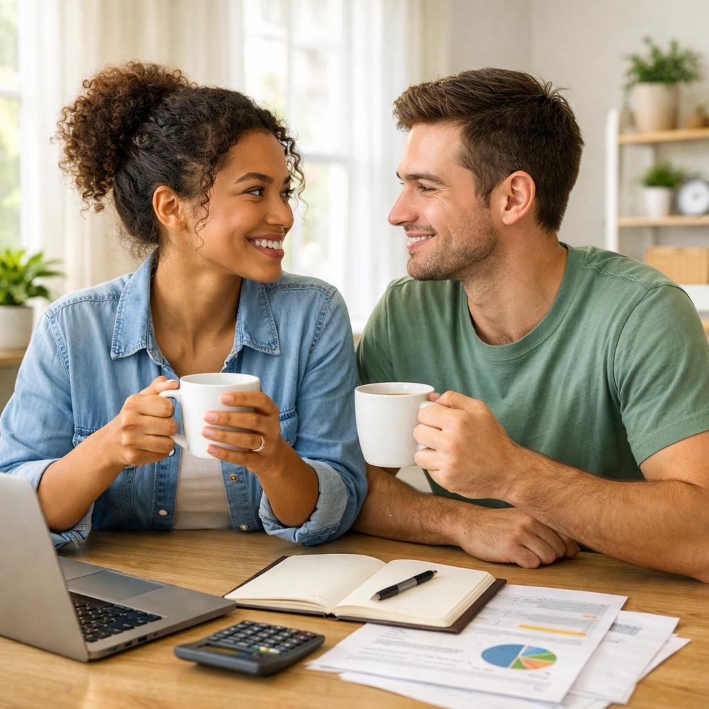 Diverse couple feeling hopeful about their financial future with bad credit loans Canada.