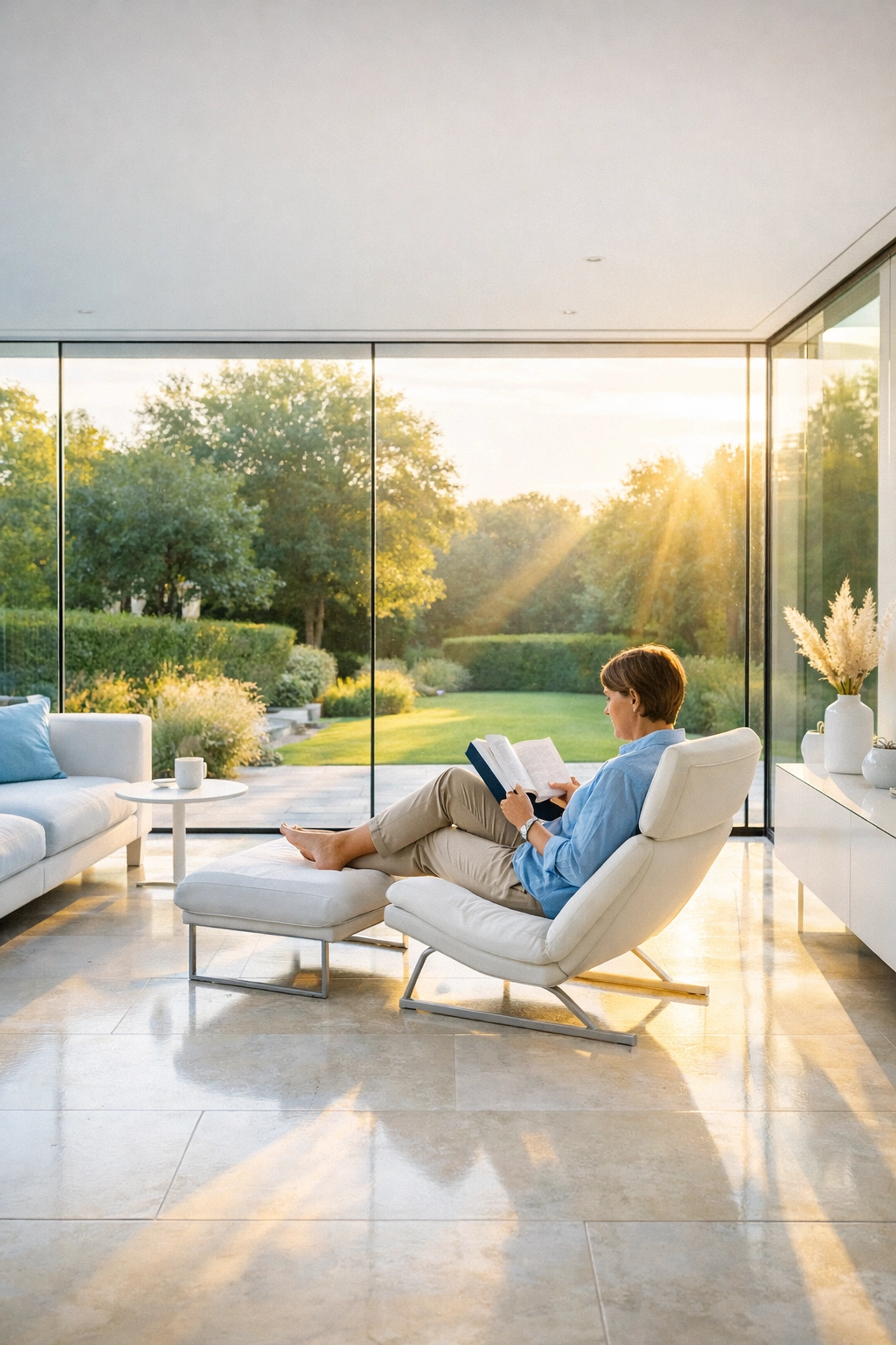 A spotless sunroom providing a stress-free environment thanks to recurring residential cleaning Massachusetts services.