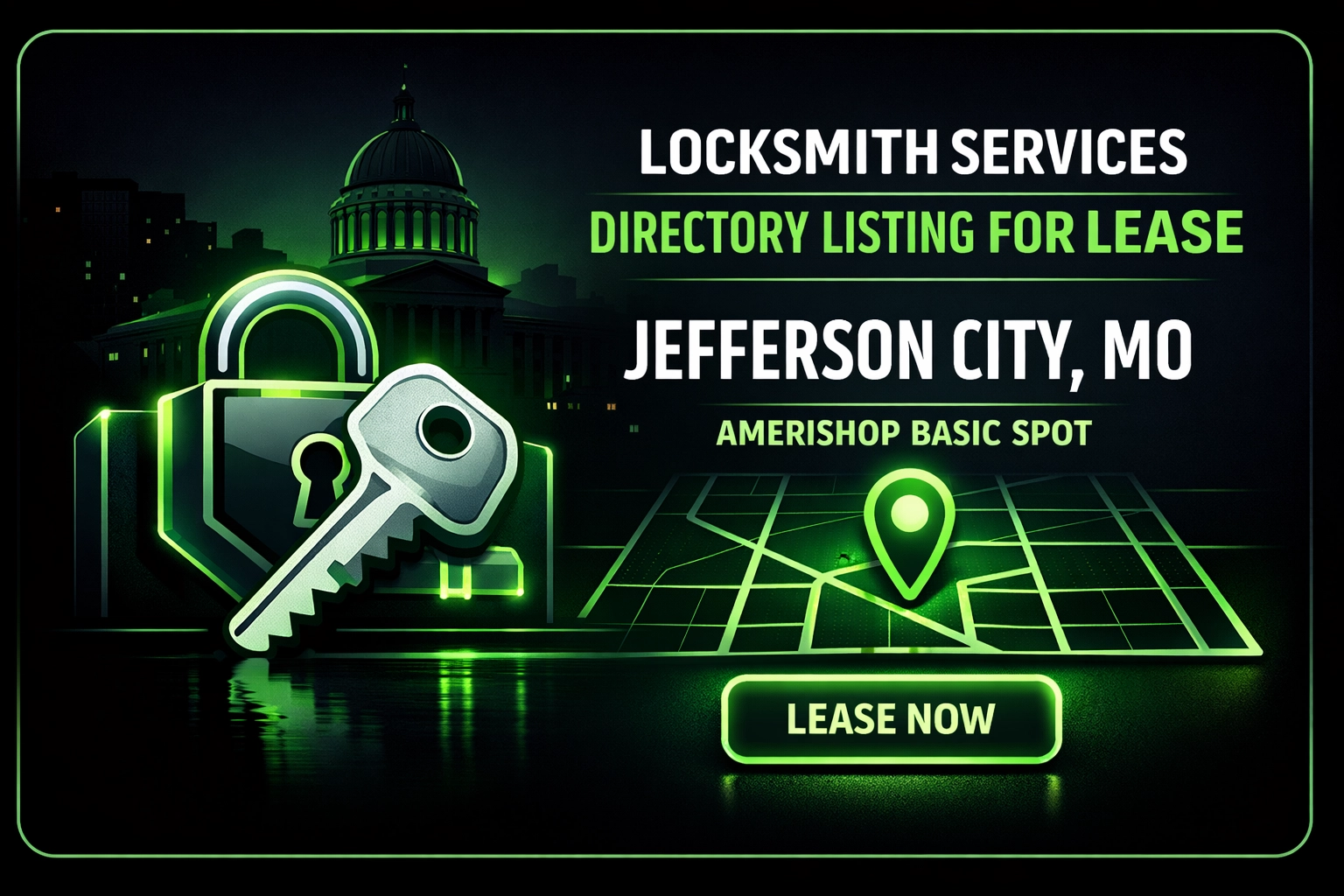 [HERO] Locksmith Services Directory Listing For Lease: Jefferson City, MO - Amerishop Basic Spot
