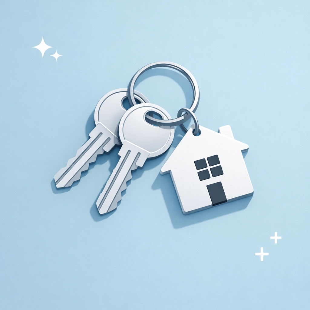 Llaves de casa nueva tras el éxito en la reparación de crédito y la aprobación hipotecaria.