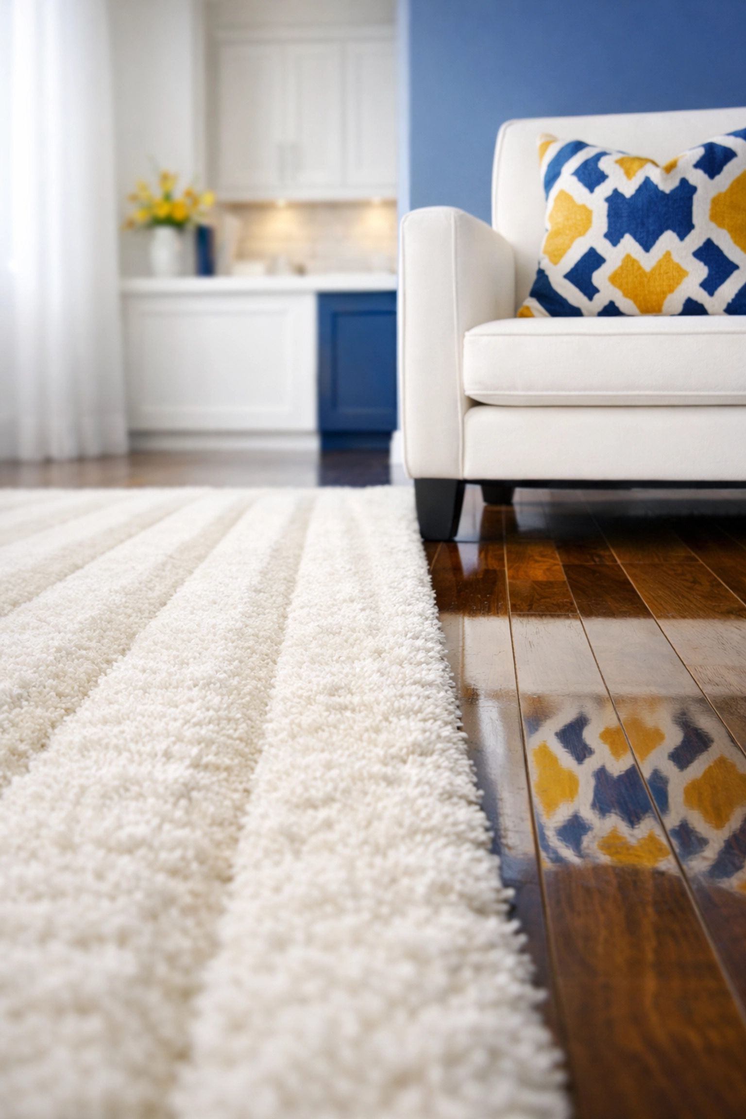 Detailed view of clean vacuum lines and hardwood floors from expert house cleaning Ashby MA.