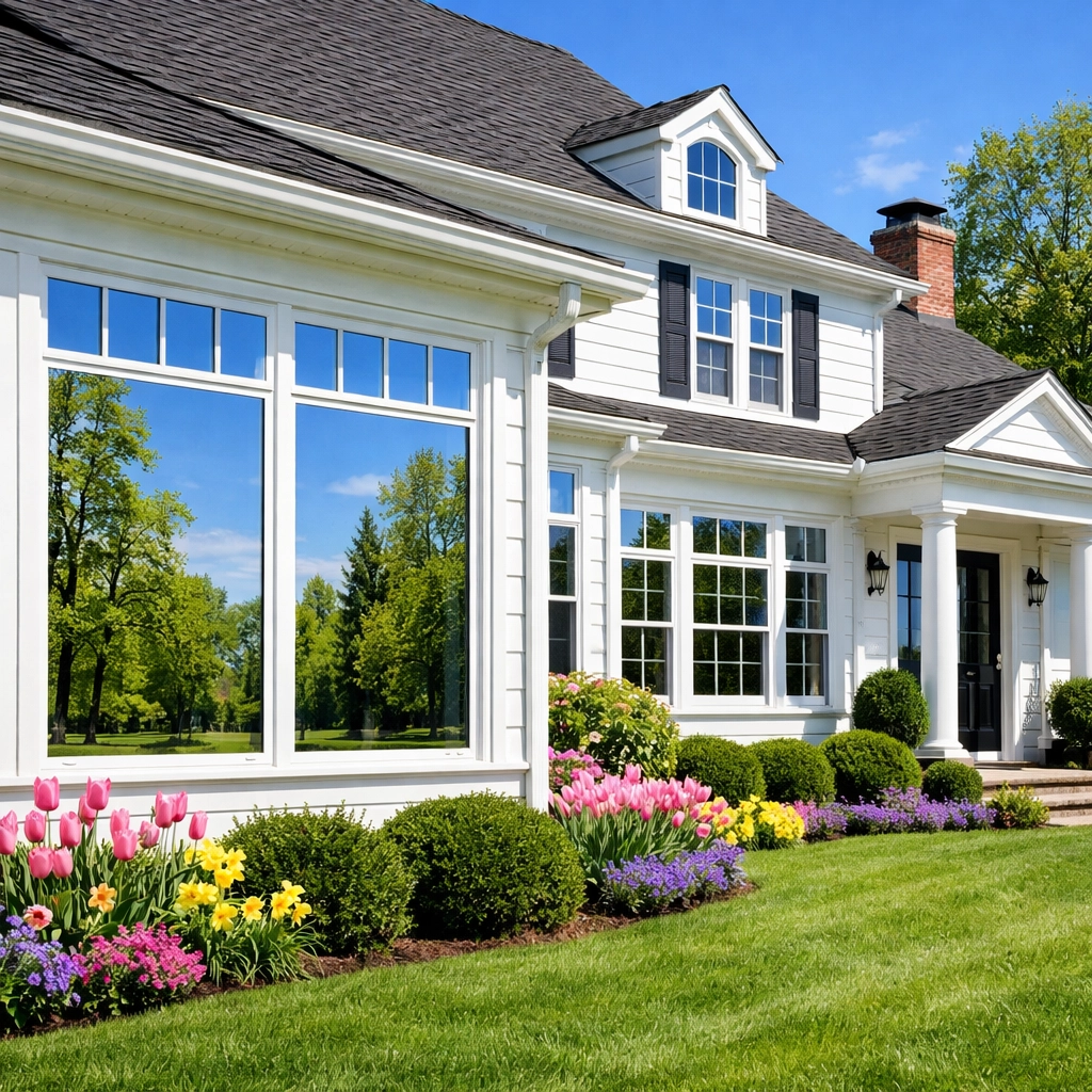 Well-maintained Westchester home exterior with clean windows and clear gutters.