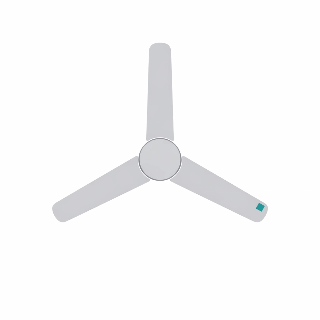 A balanced three-blade ceiling fan with a balancing clip to ensure smooth, wobble-free operation.