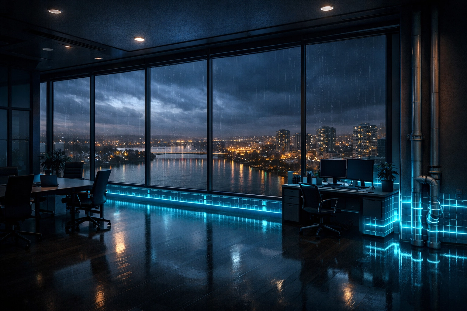 Commercial leak detection system with remote monitoring protecting Richmond office buildings from water damage.