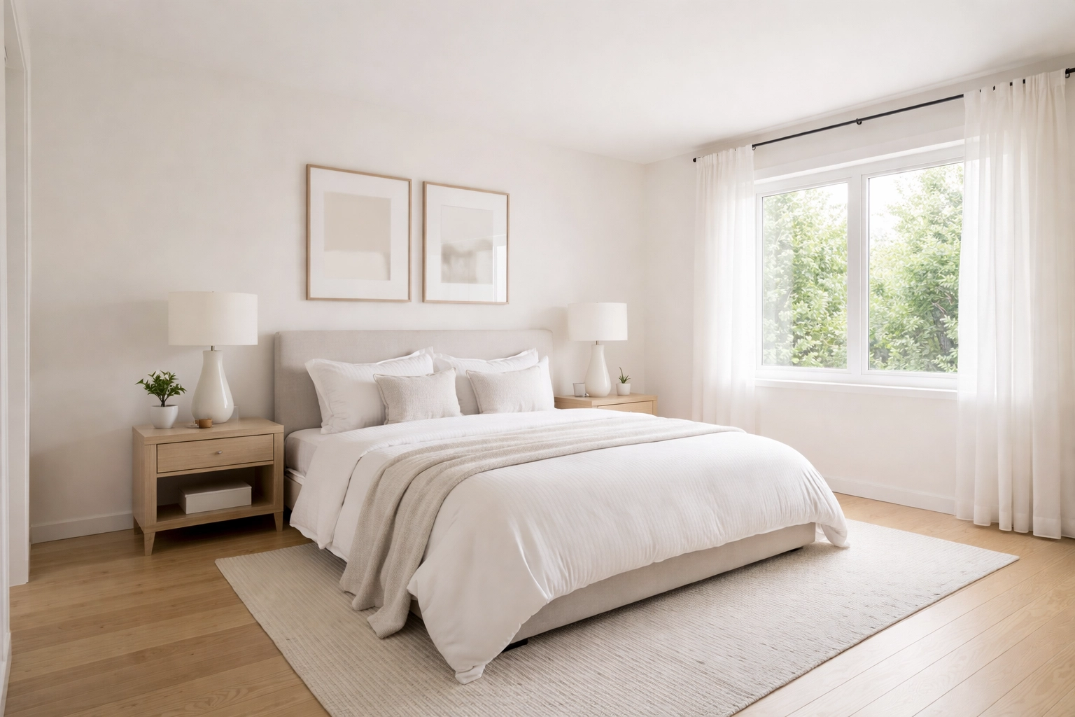 Bright, empty bedroom