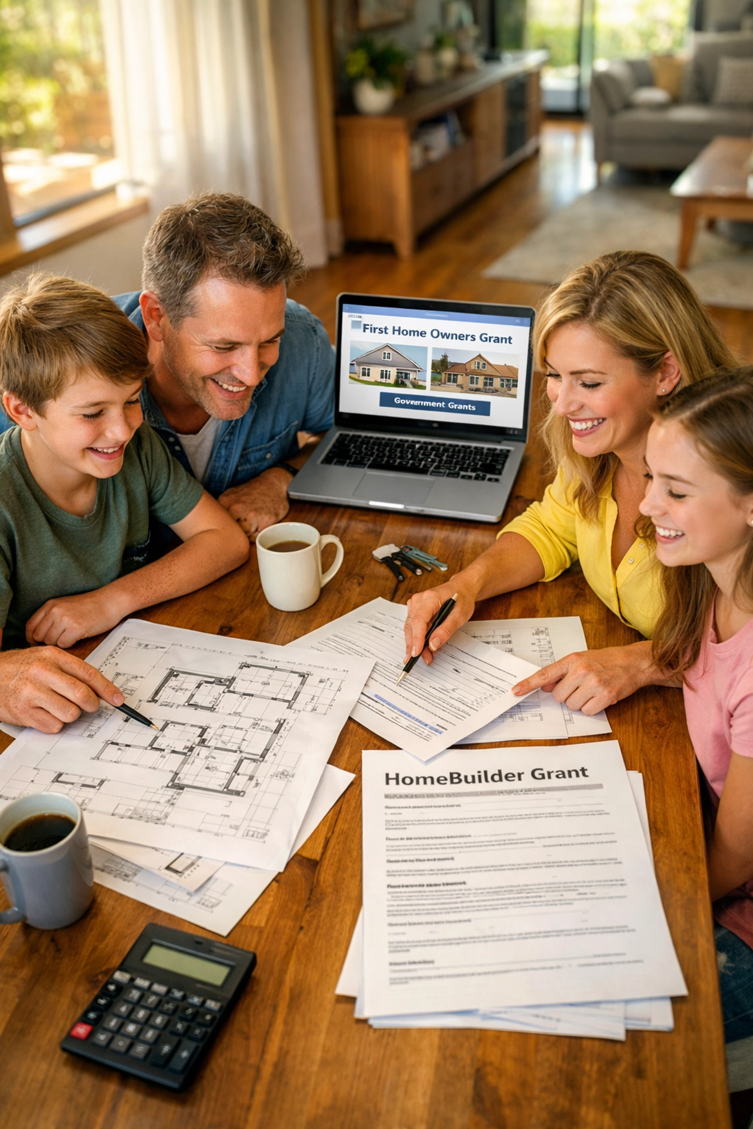 Australian family reviewing modular home plans and government grants for 2026