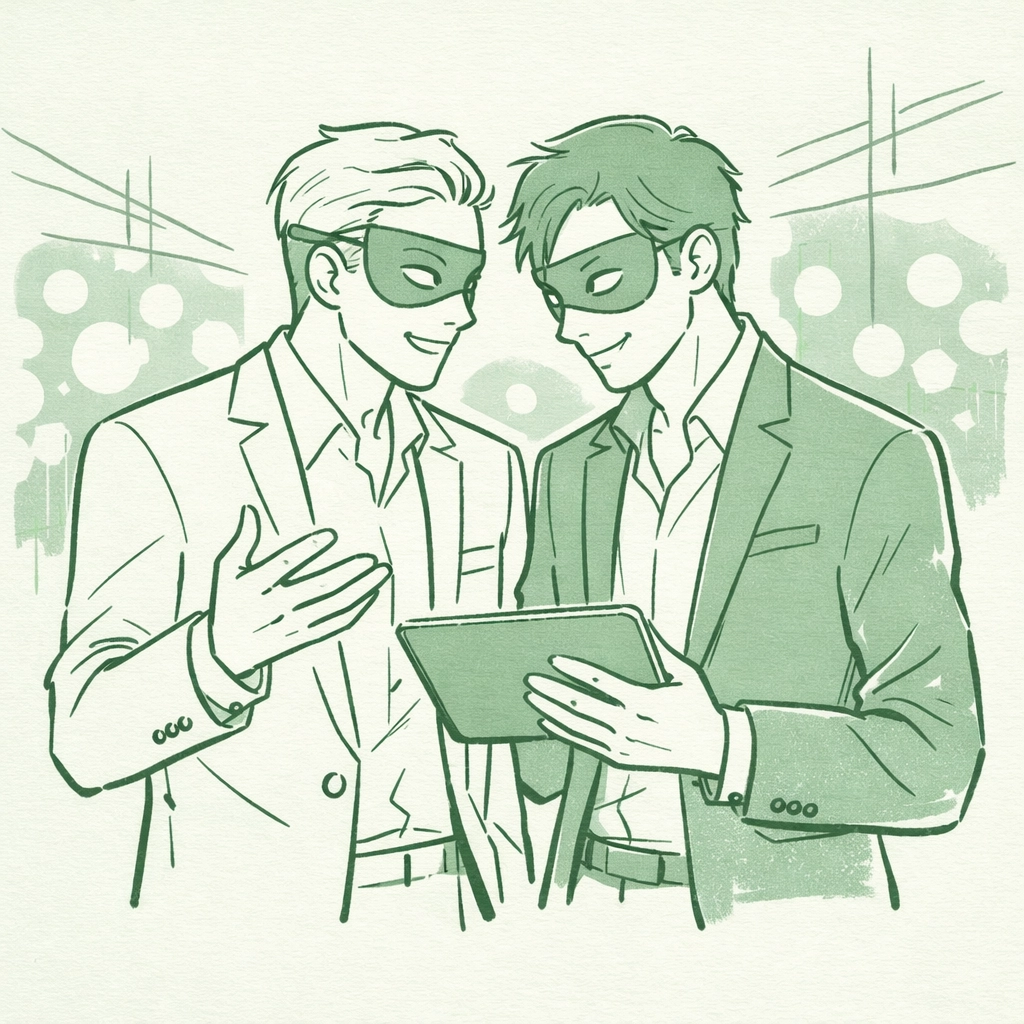 Two men in masks connect at tech gala in MM romance Cinderella retelling