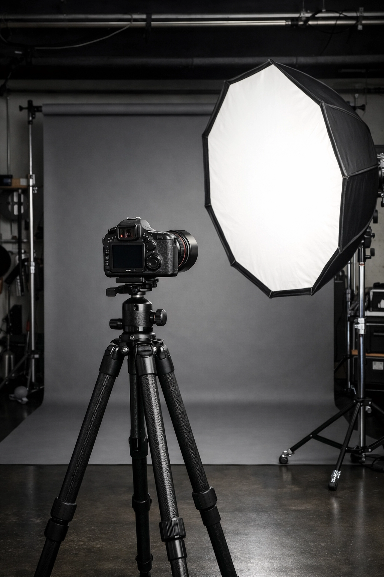 Photography studio setup illustrating the best lighting for executive portraits.
