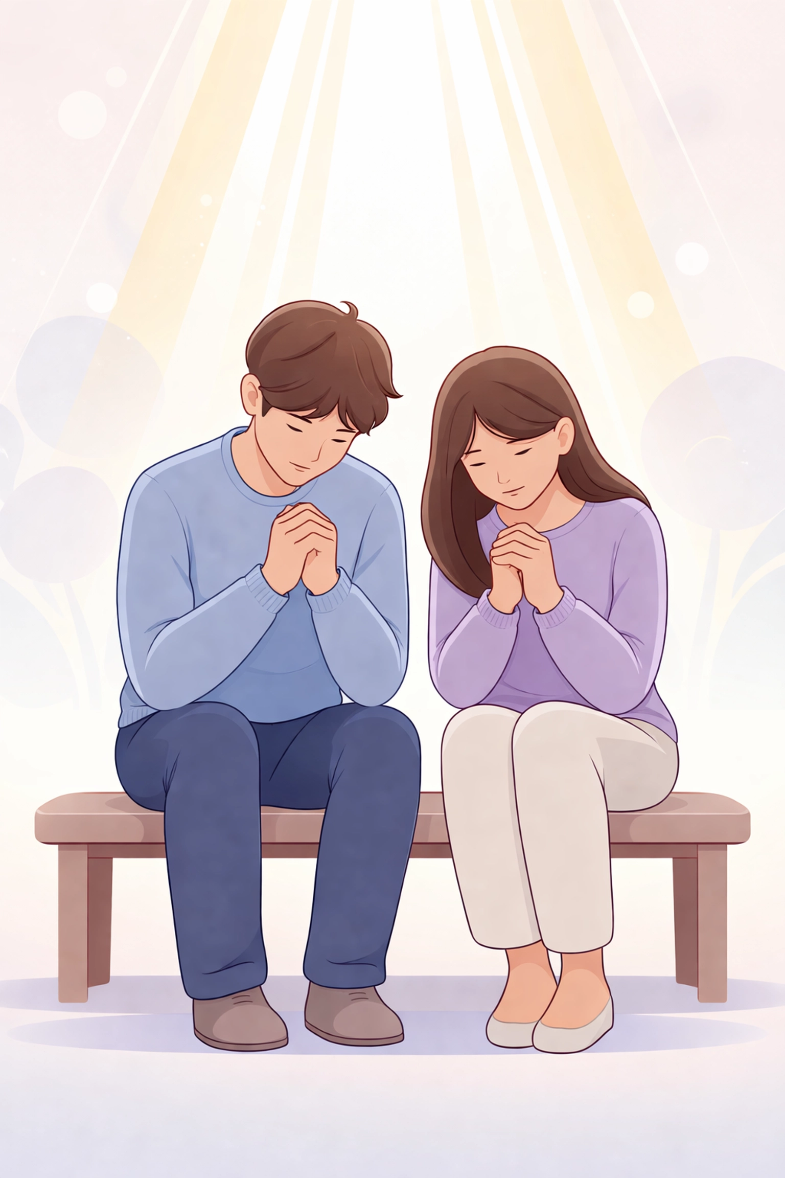 Two individuals praying together, representing the importance of prayer in one-to-one discipleship.