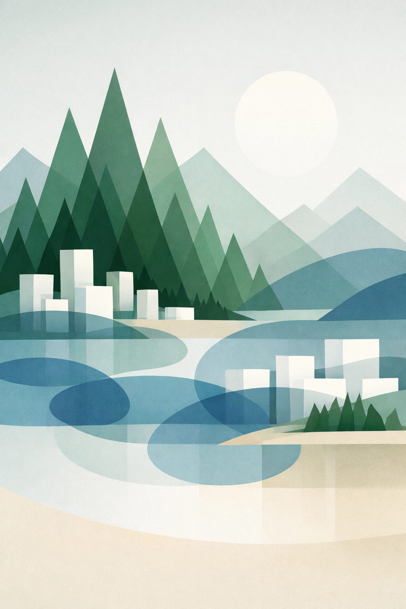 Abstract art representing North Idaho real estate development and Spokane housing inventory trends.