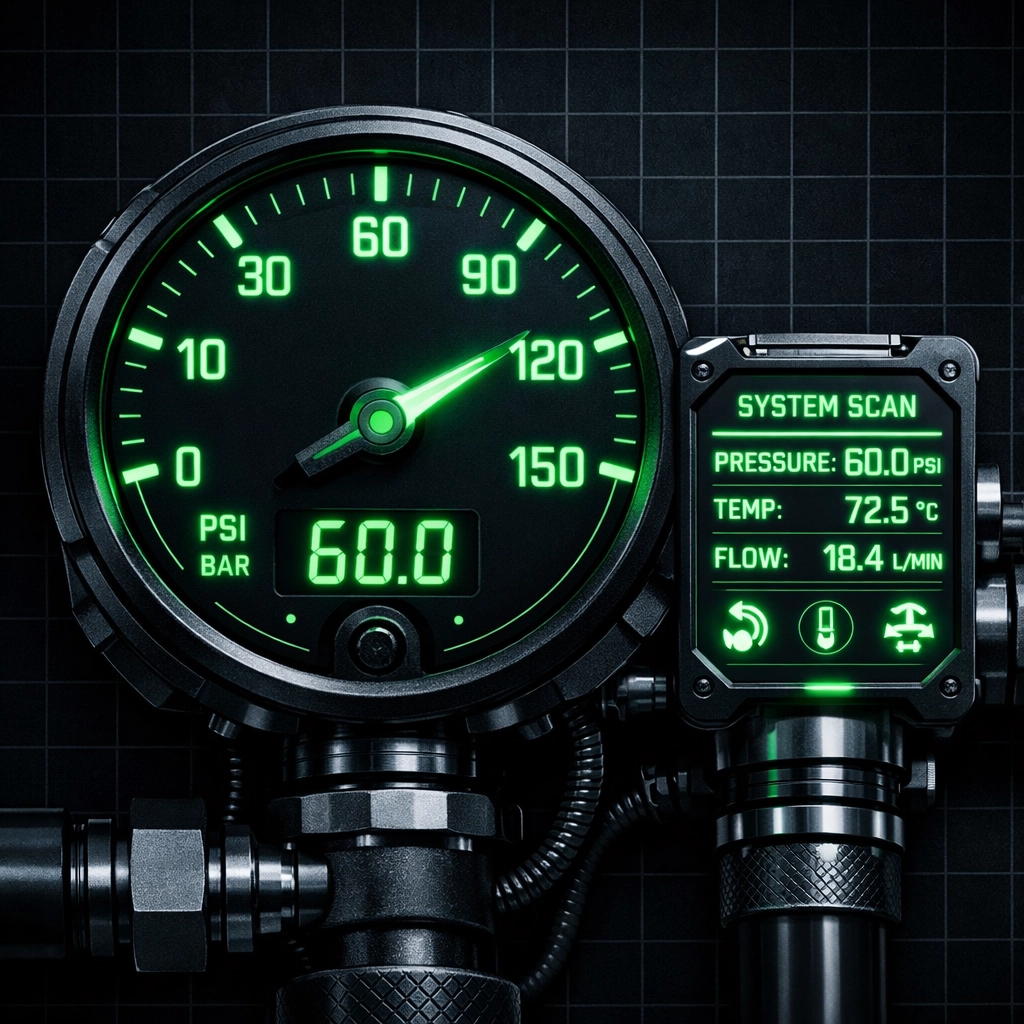 Precision plumbing gauge showing high-tech diagnostics and safety standards for professional contractors.