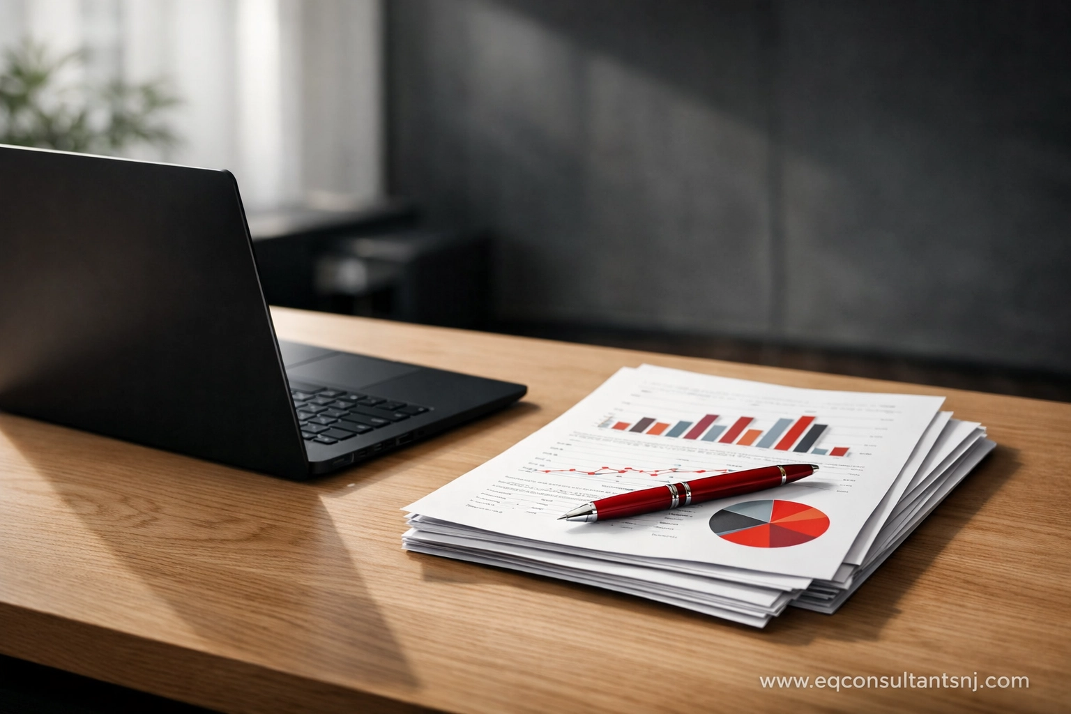 Organized NJ workspace with financial reports, representing professional bookkeeping services nj for solopreneurs.