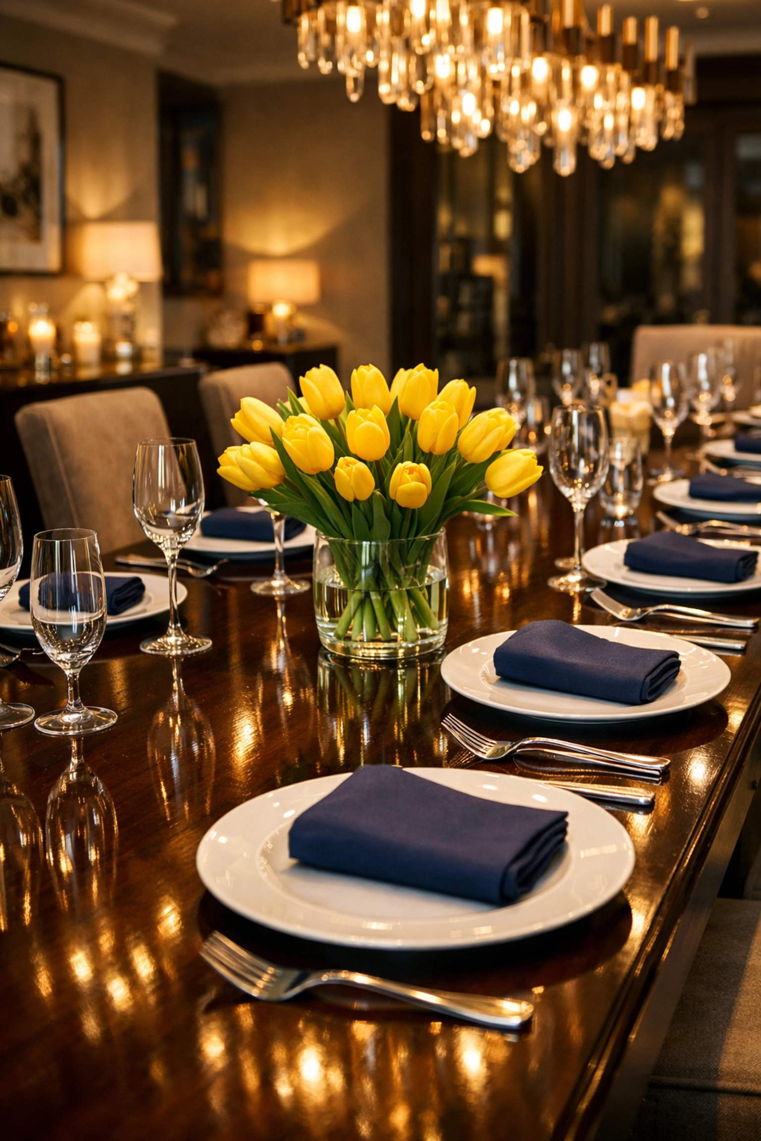 Polished luxury dining room table ready for guests after high-end residential cleaning in Easton.